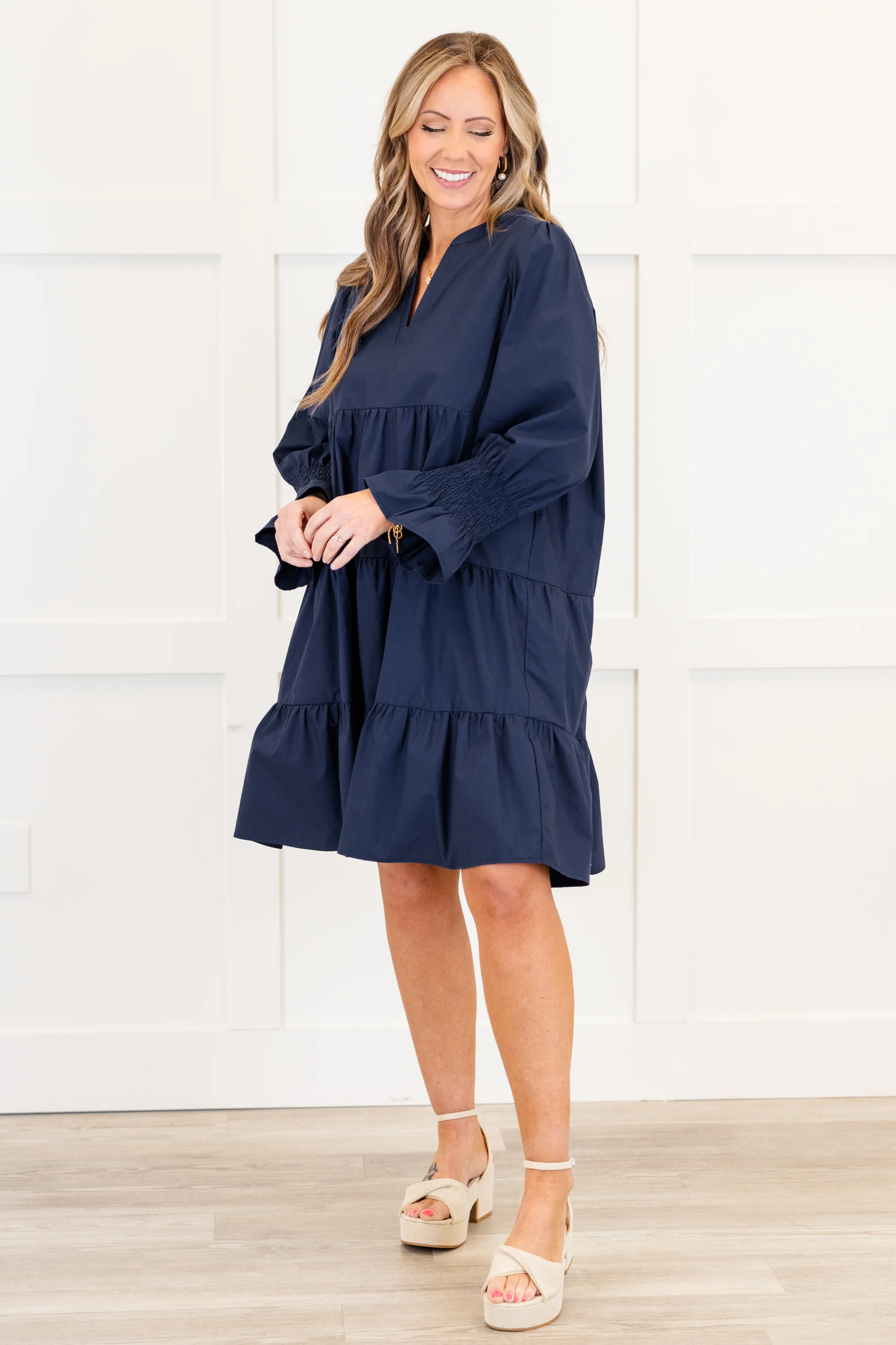 What You Know Dress, Navy - Giverhouse