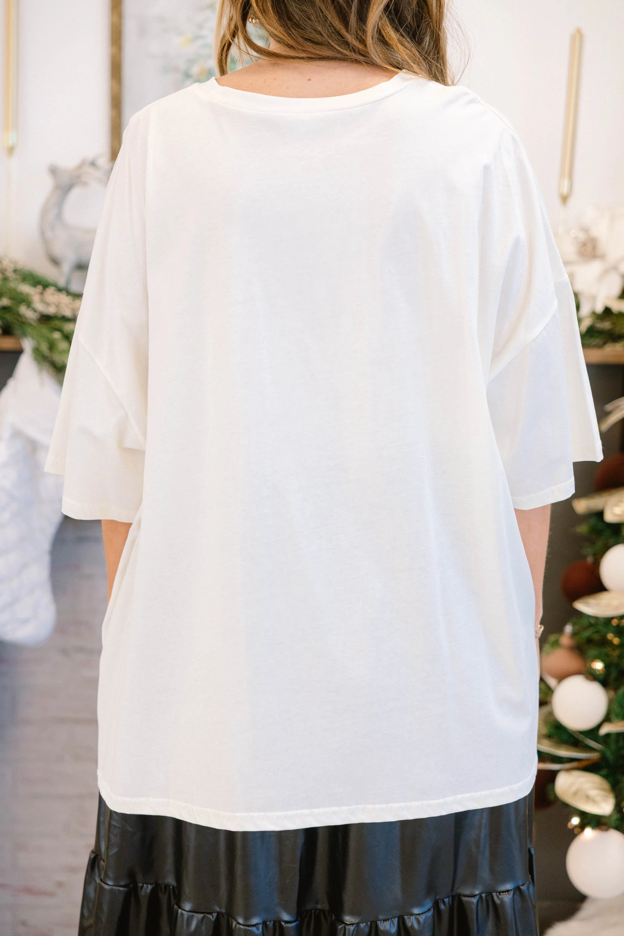 Wrapped in Bows Boyfriend Tee, Ivory - Giverhouse