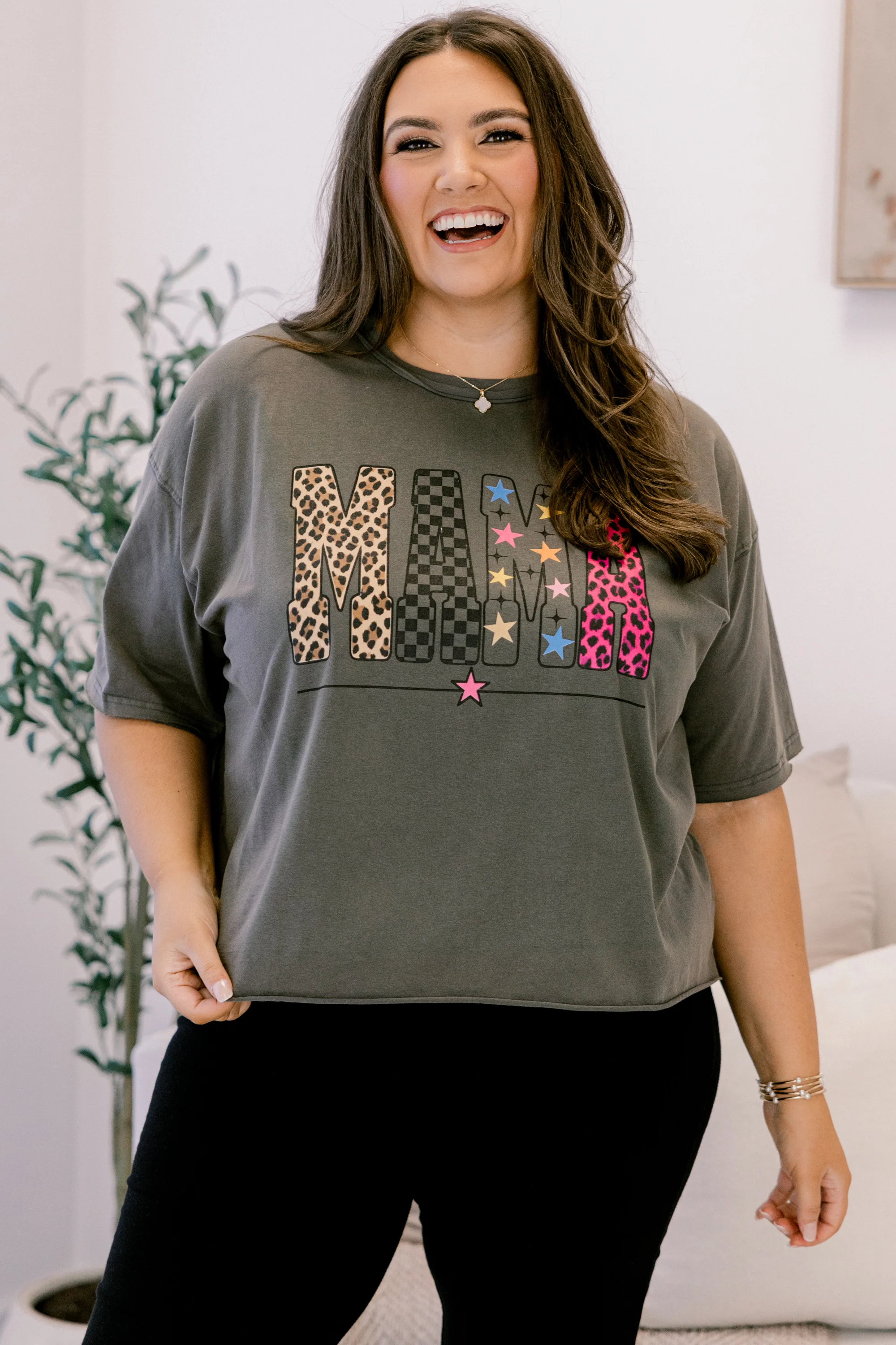 She's a Cool Mom Vintage Wash Tee, Charcoal - Giverhouse