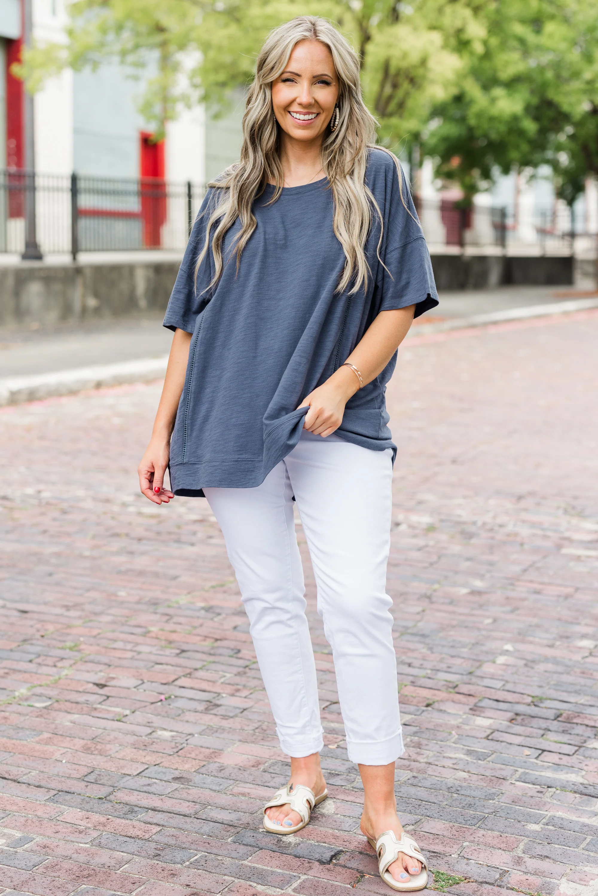 Always On the Go Top, Navy - Giverhouse