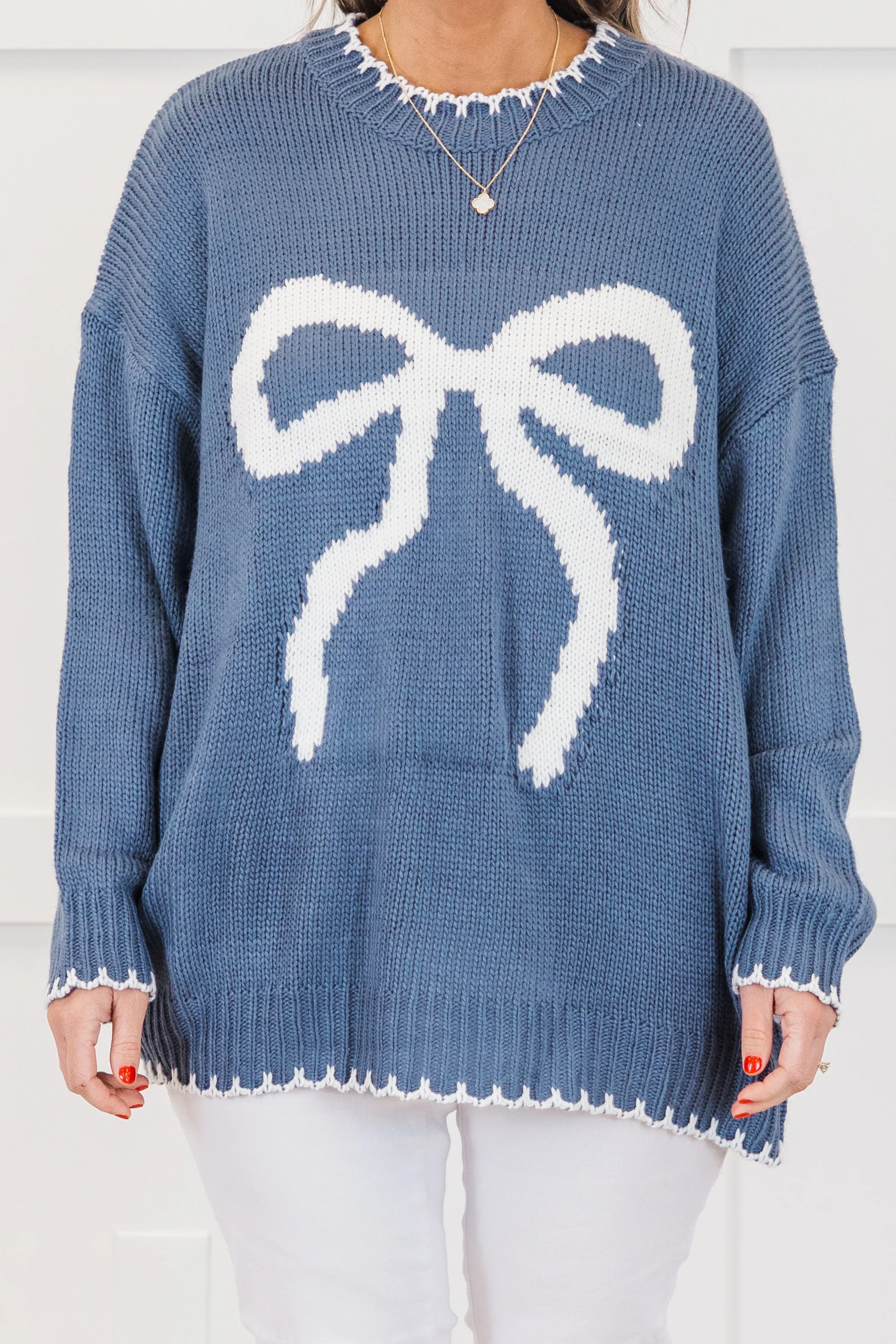Cute And Charming Sweater, Blue - Giverhouse