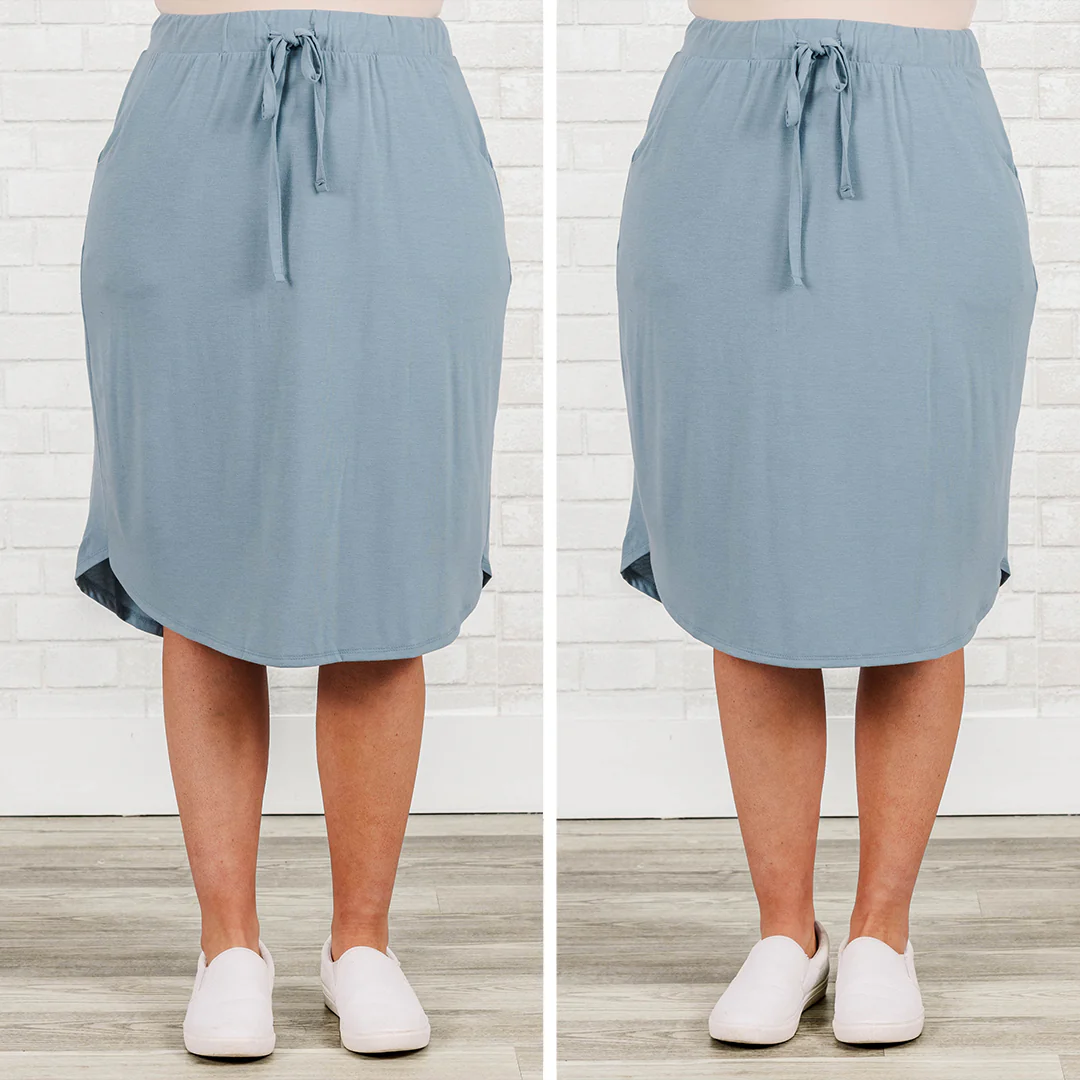 Nice And Comfortable Skirt, Blue Grey - Giverhouse