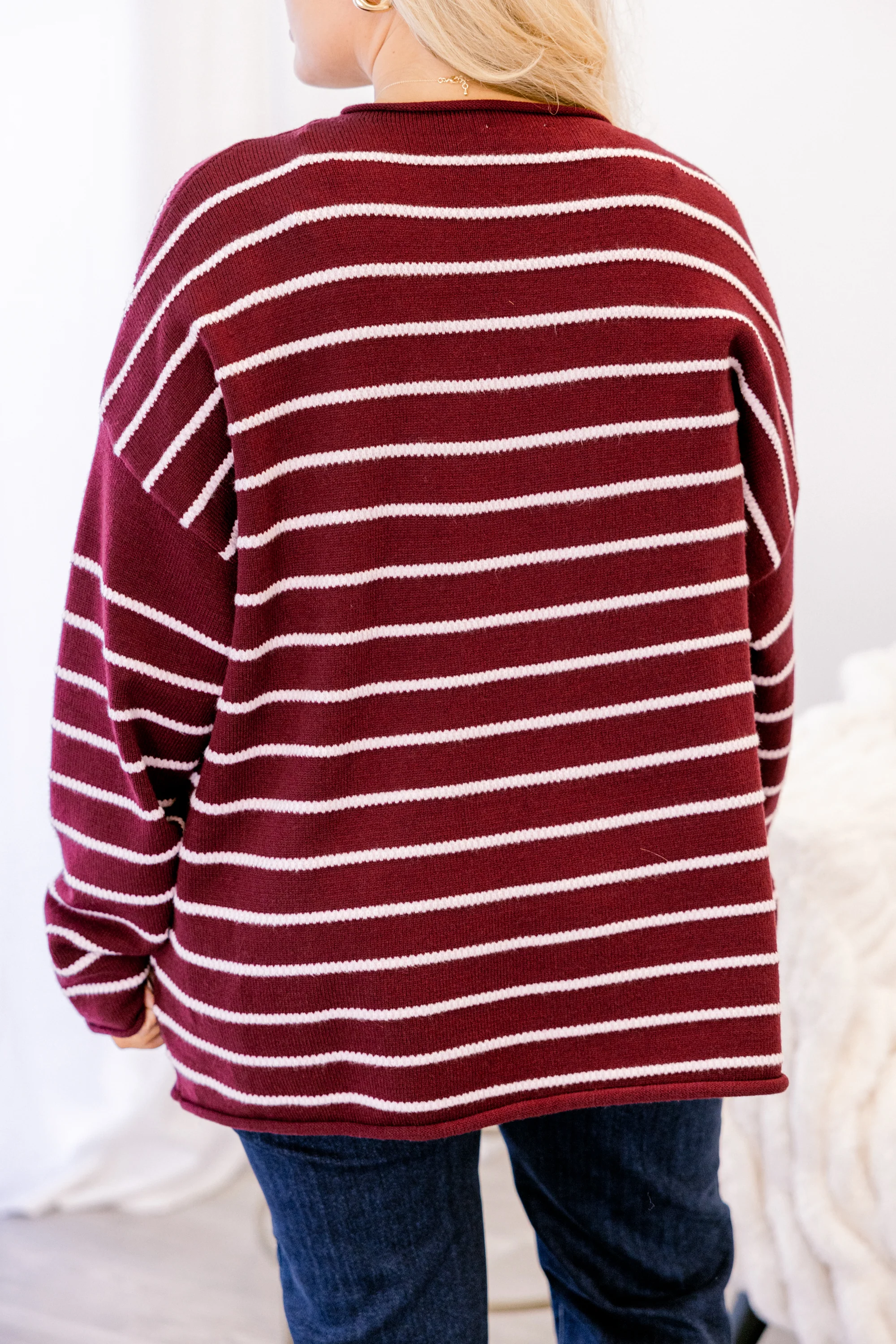 Slumber Party Time Sweater, Burgundy - Giverhouse