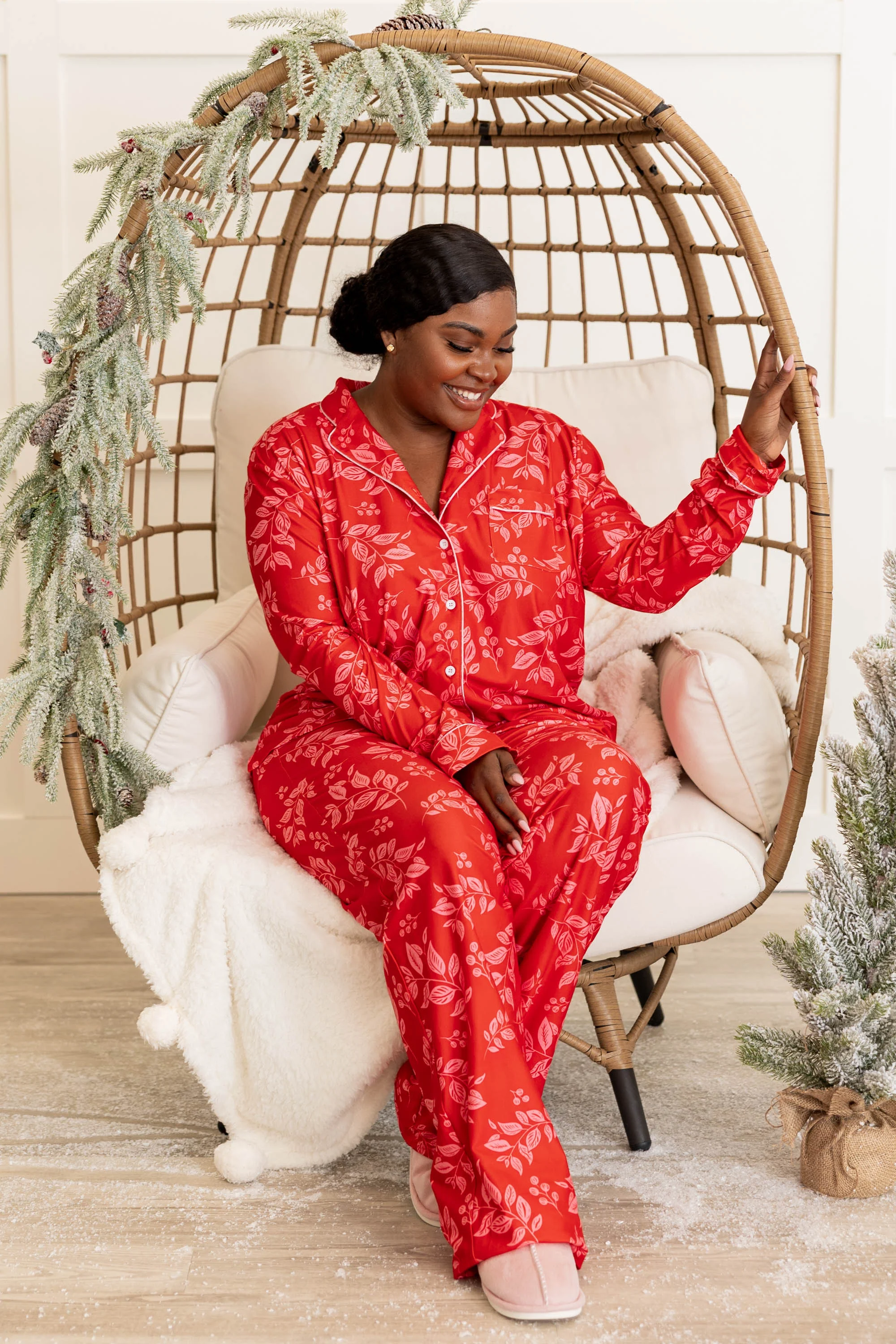 Holiday Happy Long Sleeve Pajama Top, Red - Giverhouse
