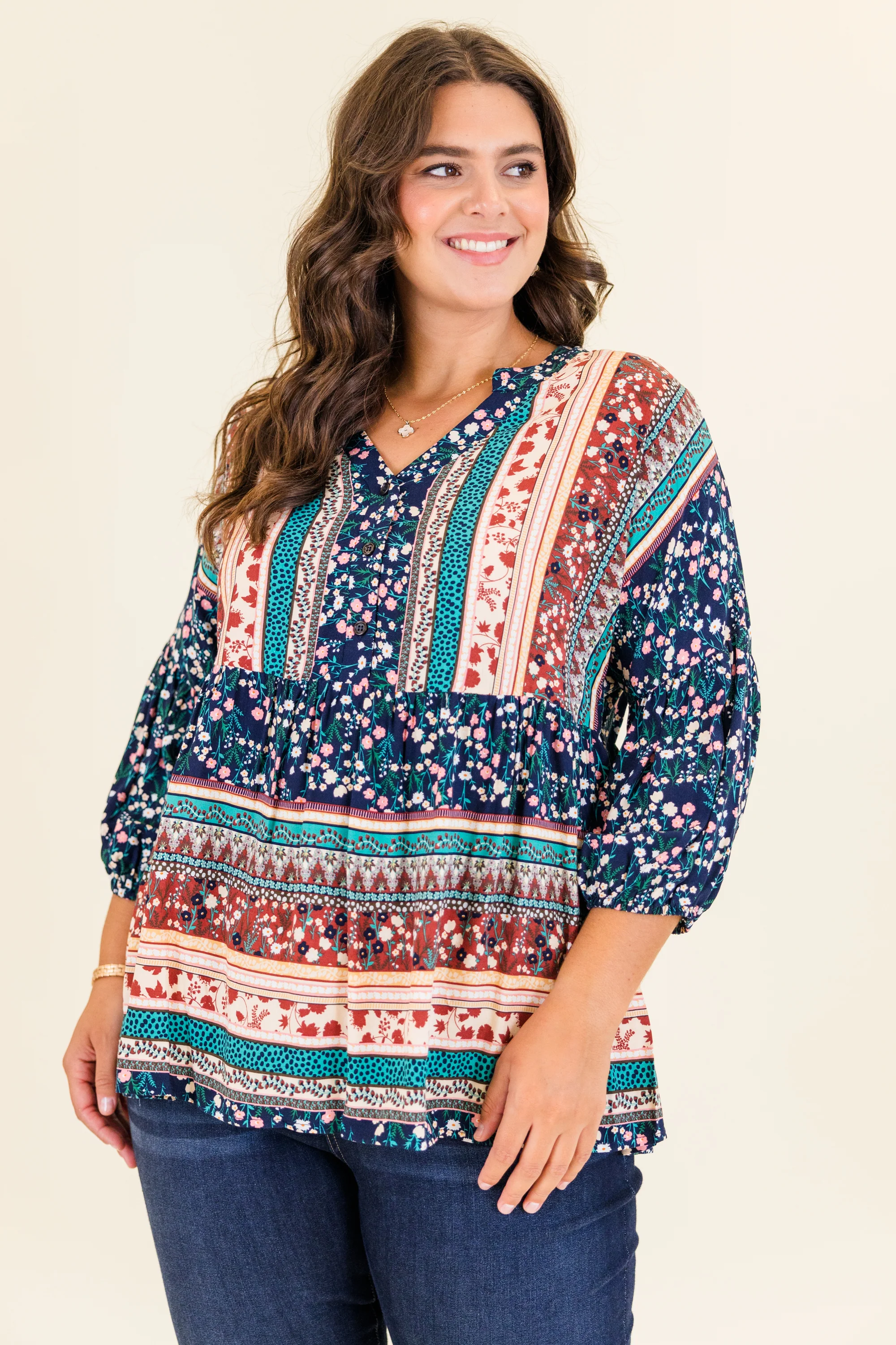 In A Field of Flowers Top, Navy - Giverhouse