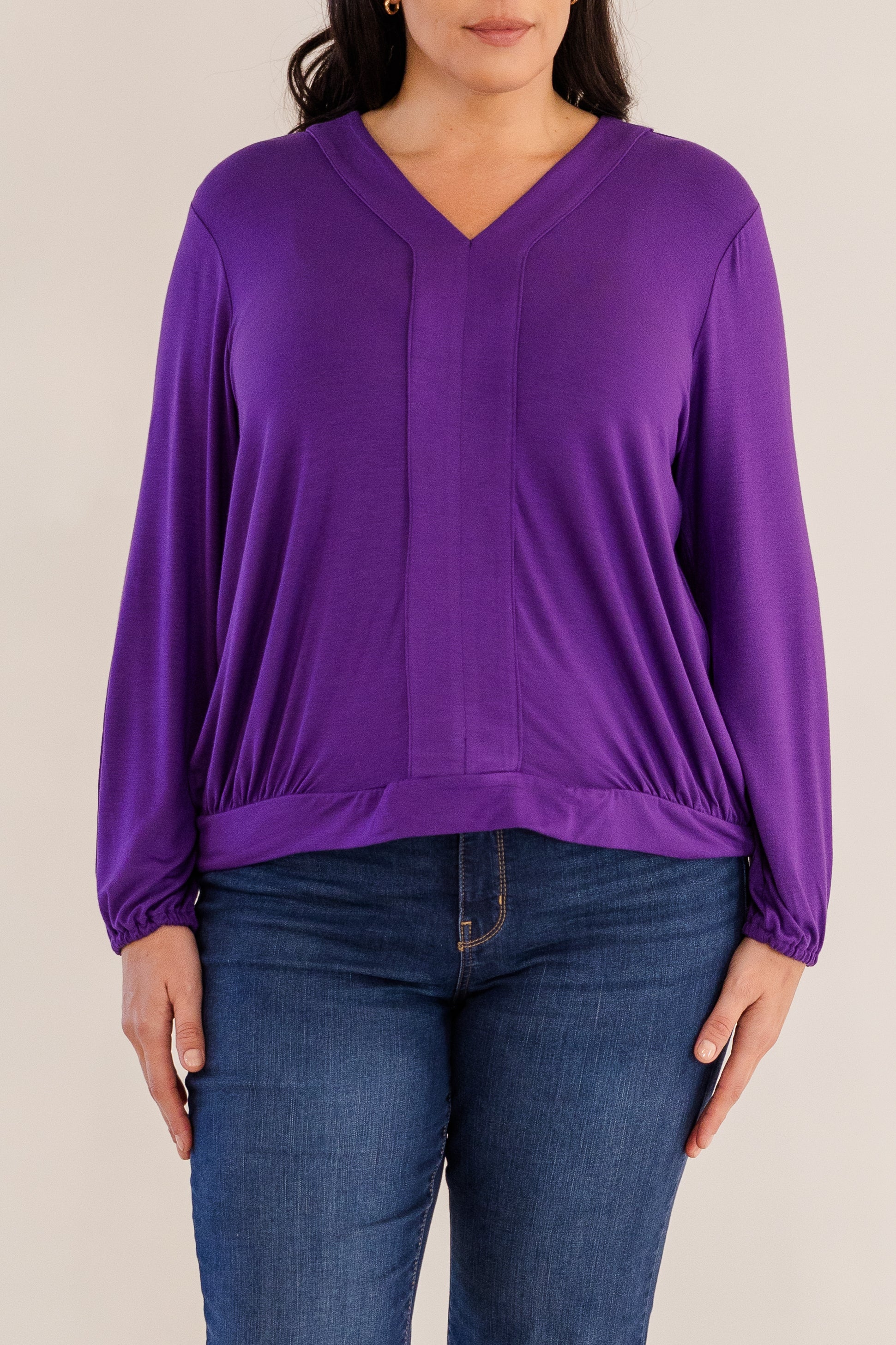 Albany Clean Neck Top, Petunia - Giverhouse