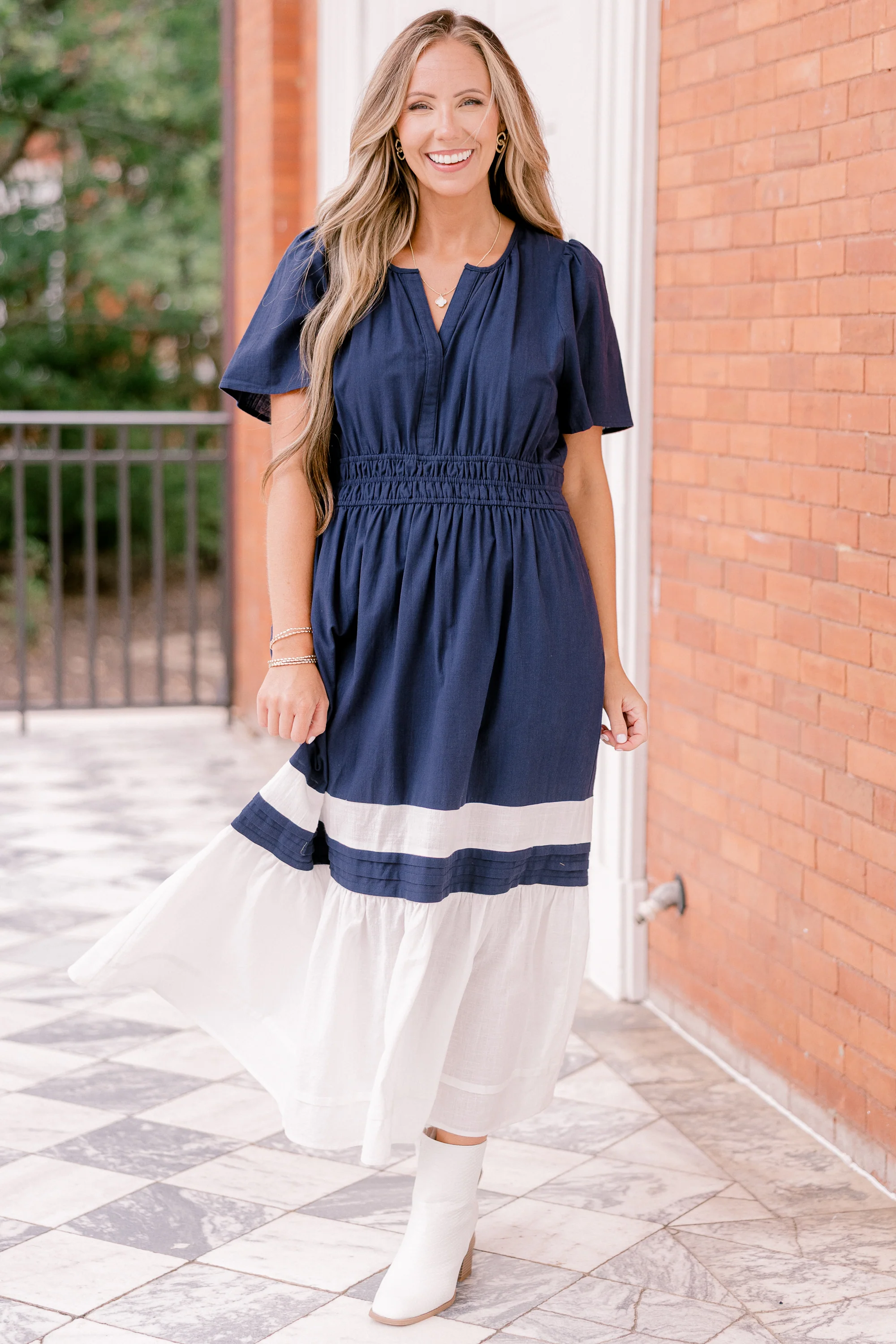 Wish Me Joy Dress, Navy - Giverhouse