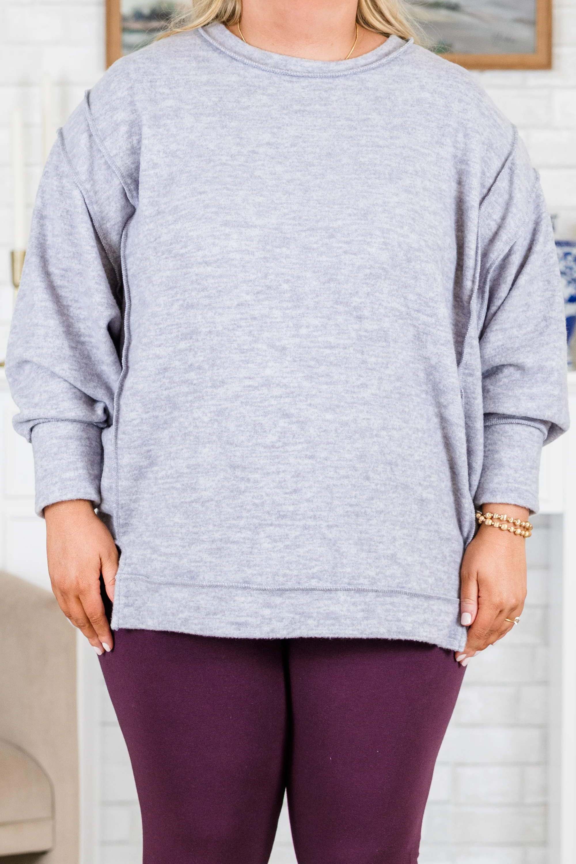 Say Hello Sweater, Heather Grey - Giverhouse