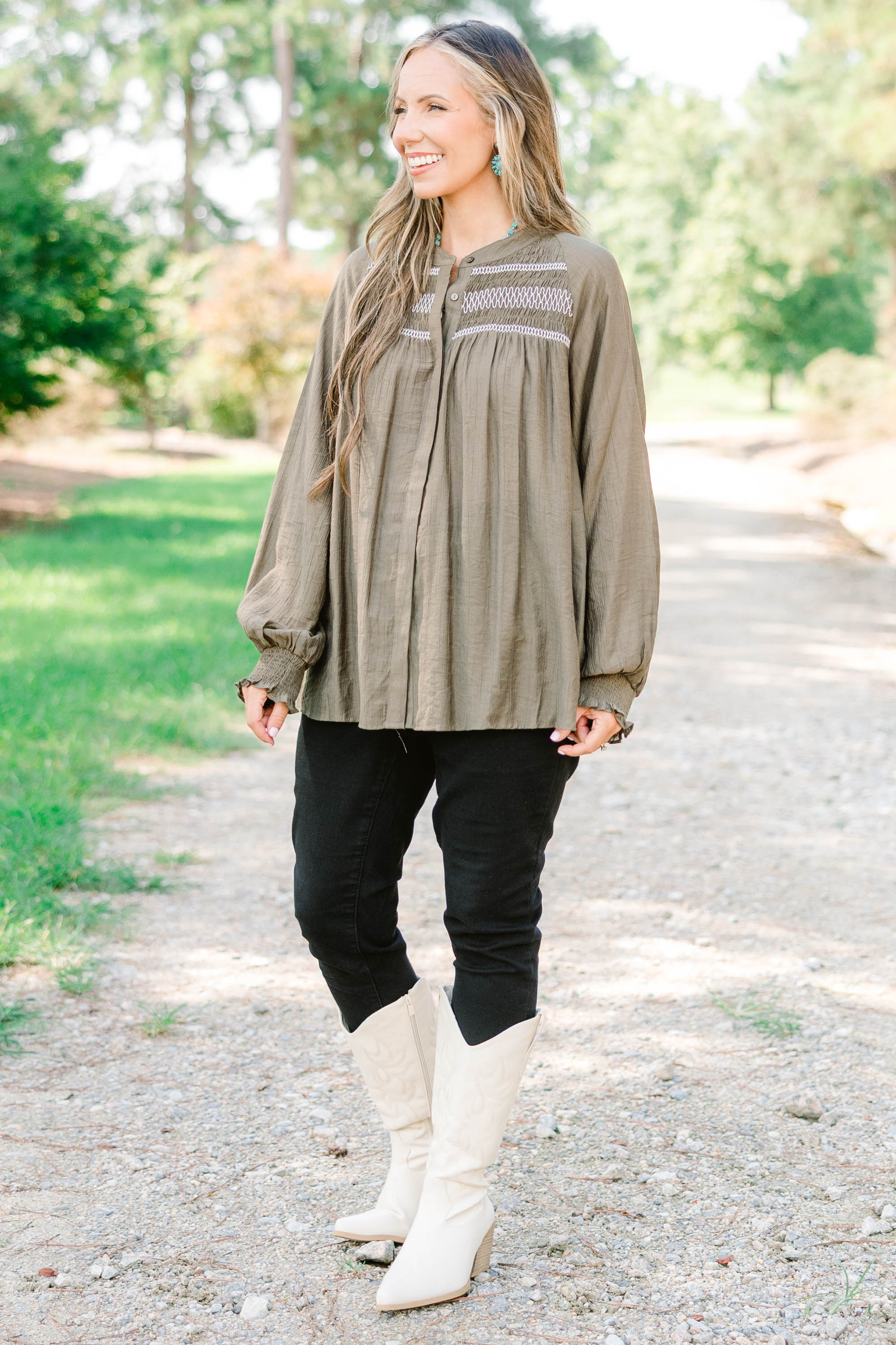 Jumping Ahead Top, Olive - Giverhouse