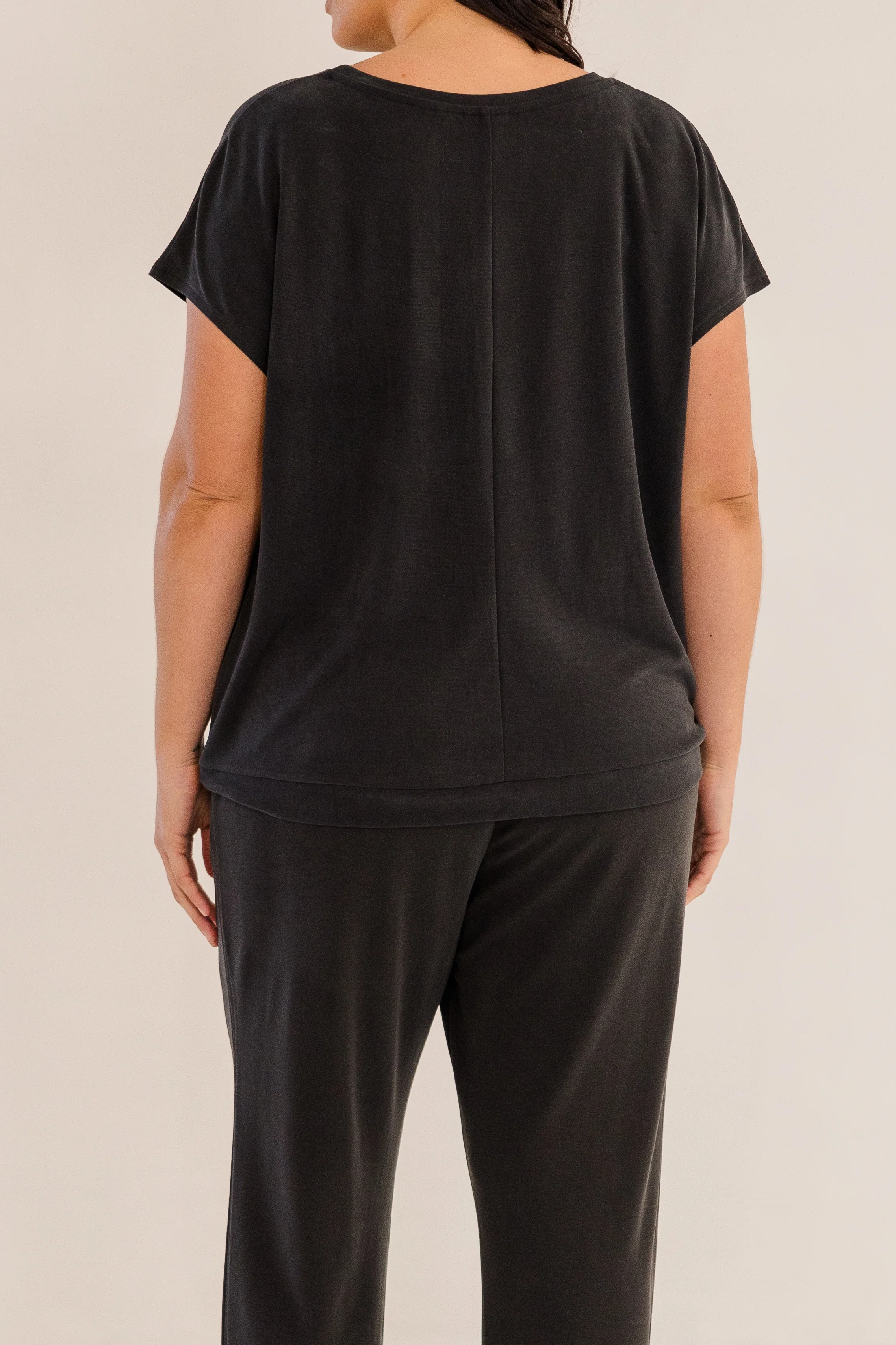 Sue Drape Front Top, Black - Giverhouse
