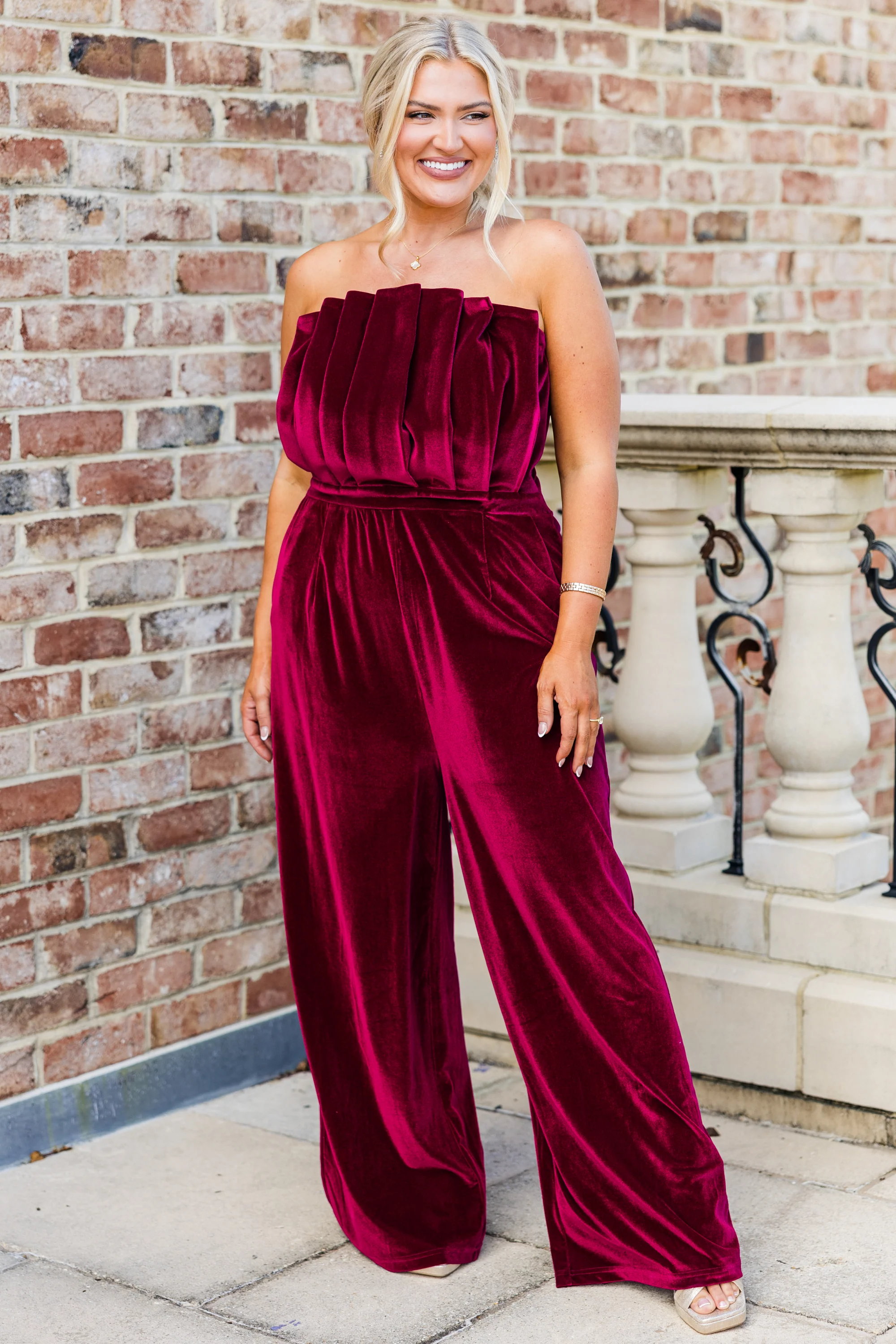 Waltz Through Winter Jumpsuit, Wine - Giverhouse