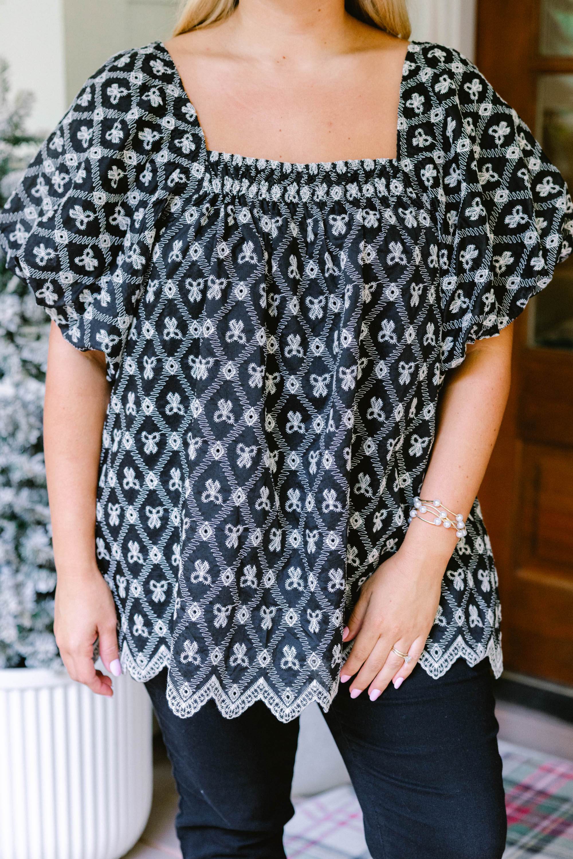 Cozy Love Top, Black Lace Bow - Giverhouse
