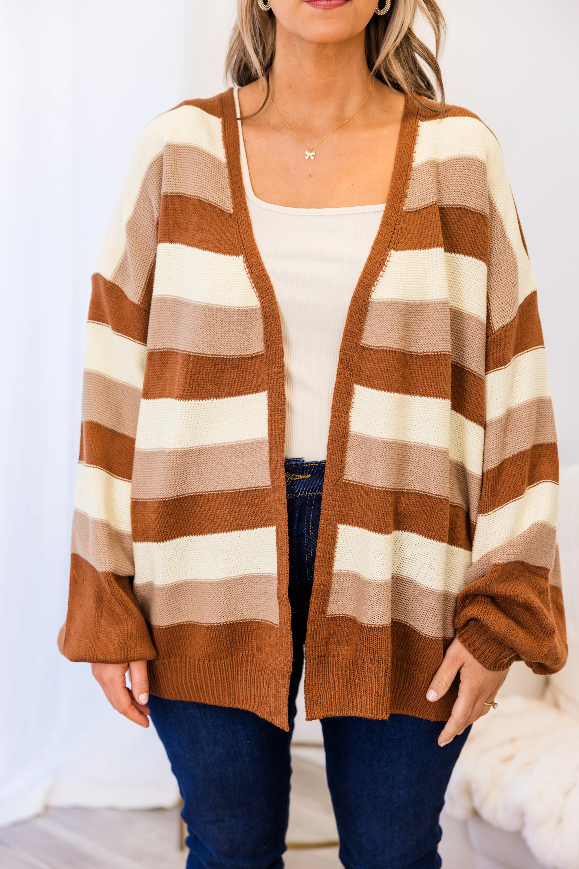 Take Some Time For Yourself Cardigan, Brown - Giverhouse