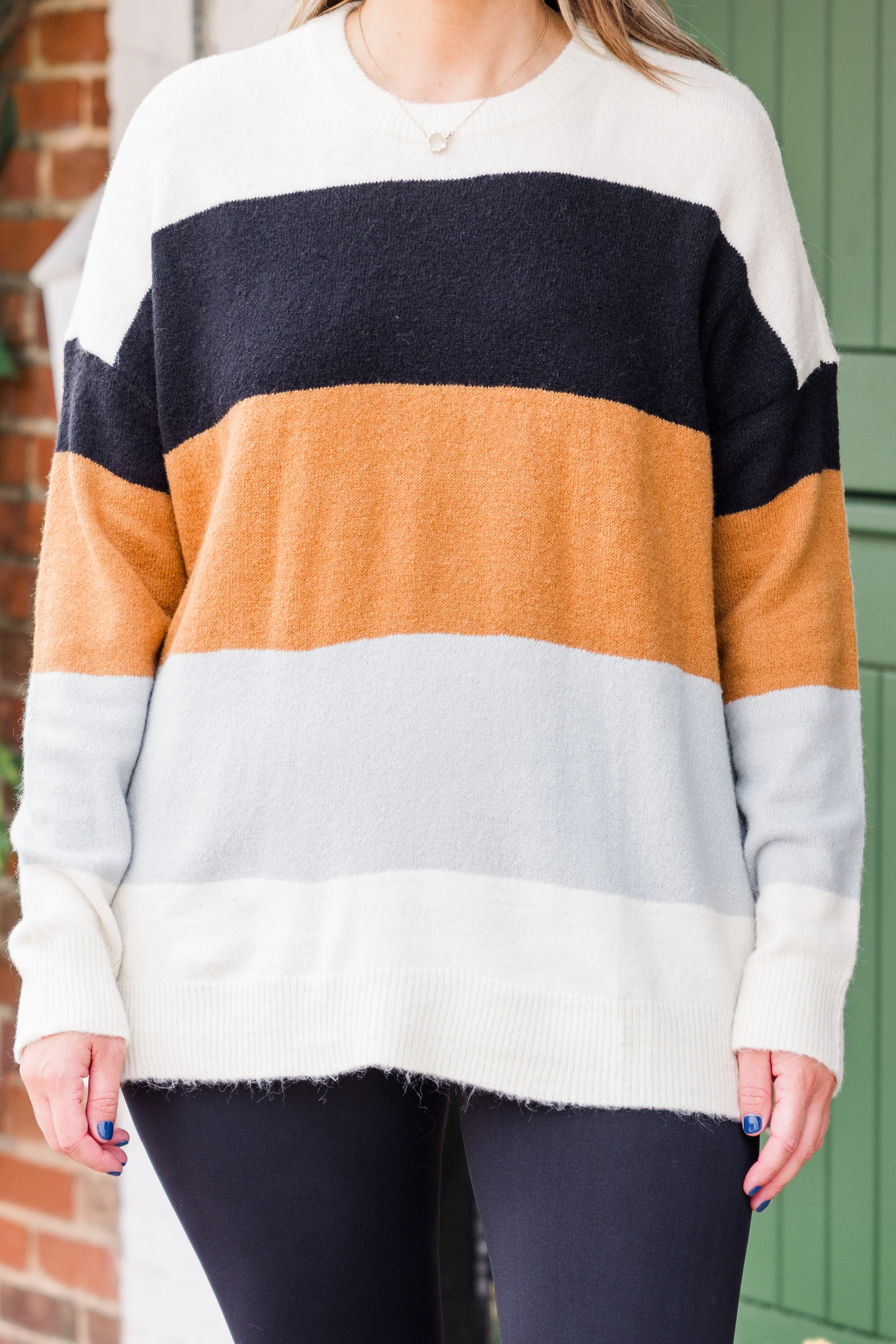 Spice Latte Stripe Sweater, Black-Mustard - Giverhouse