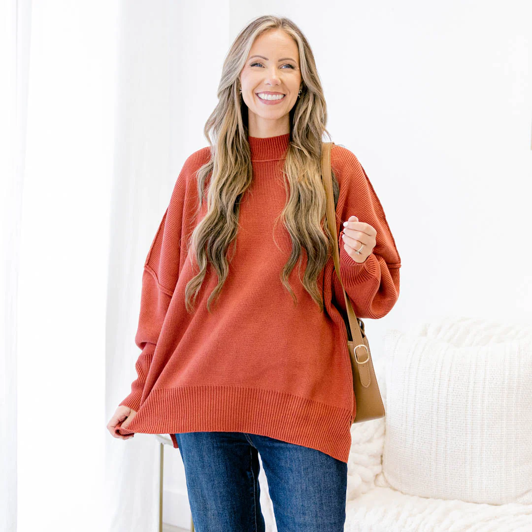 Perfectly Cozy Sweater, Rust - Giverhouse