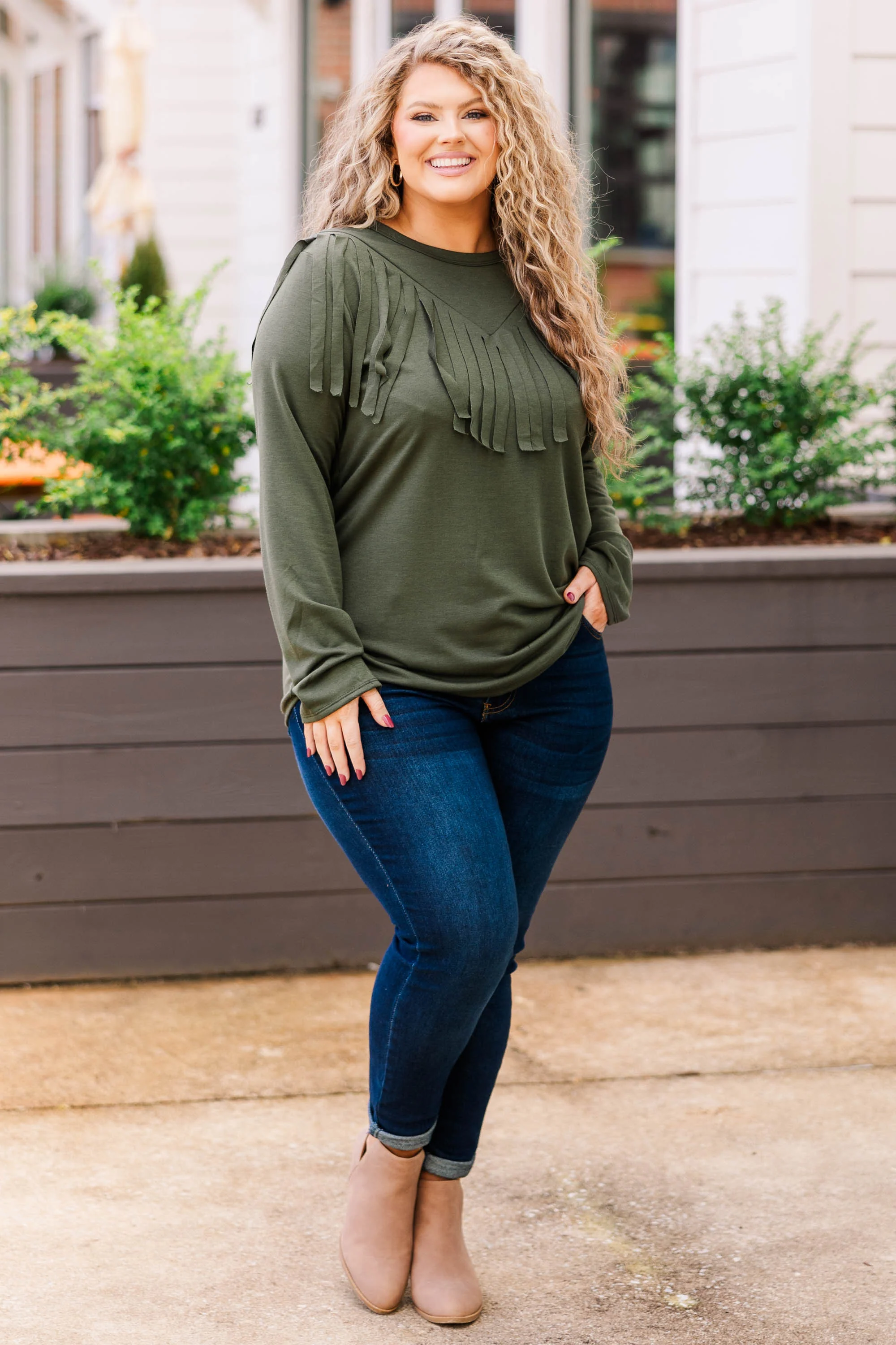 Evening Shadows Top, Olive - Giverhouse