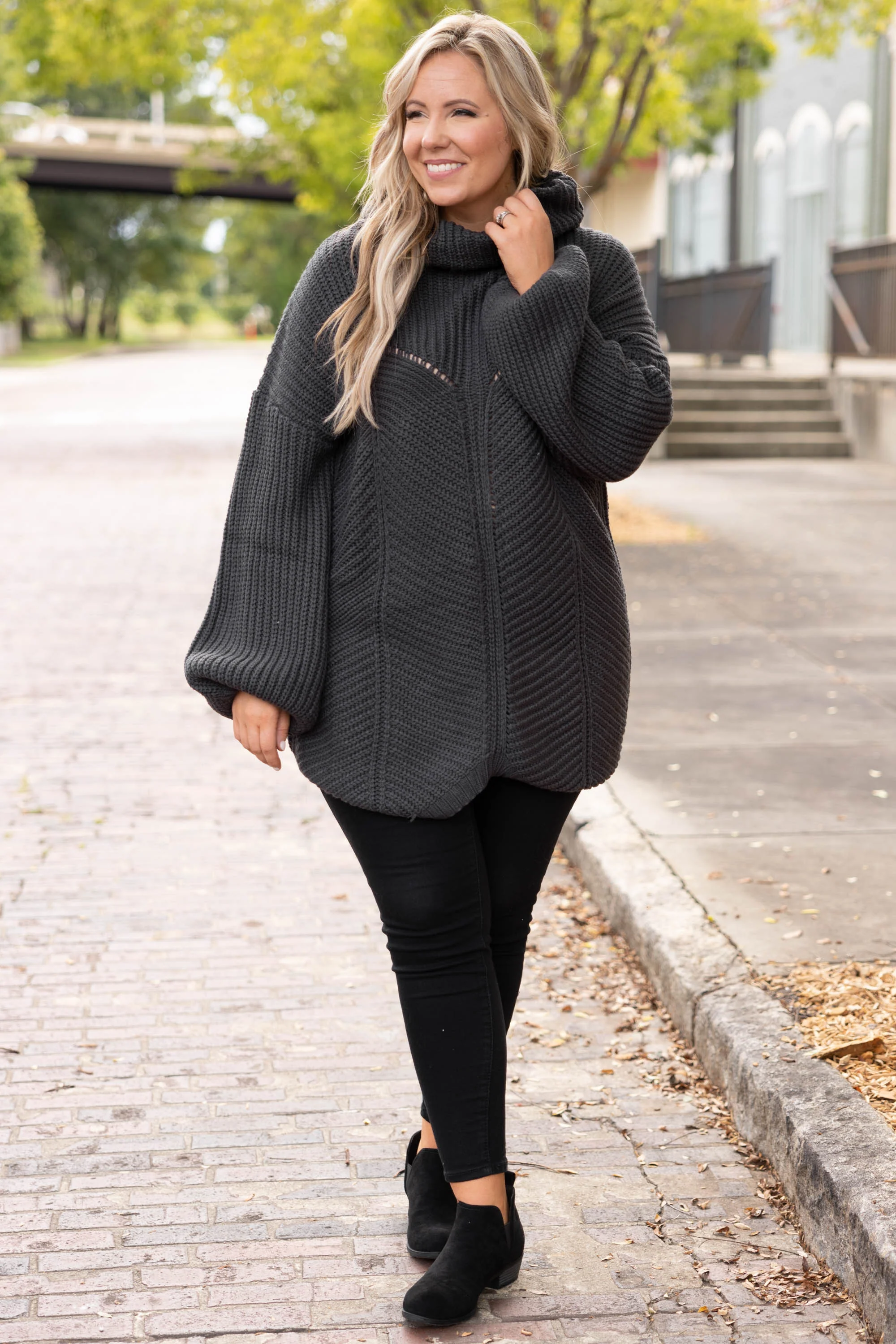 On Top Of It Sweater, Charcoal - Giverhouse