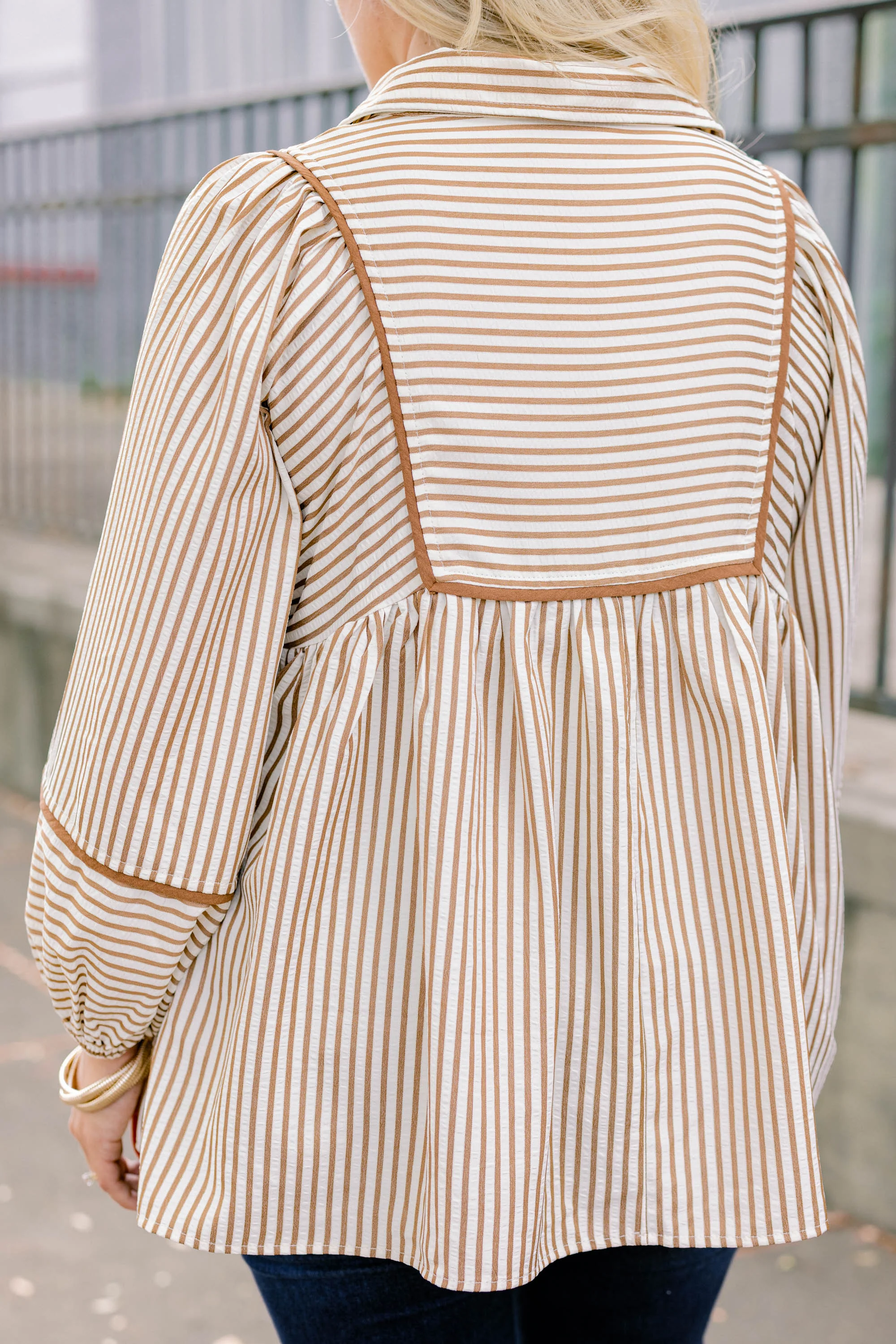 Take What I Can Get Top, Camel Stripe - Giverhouse