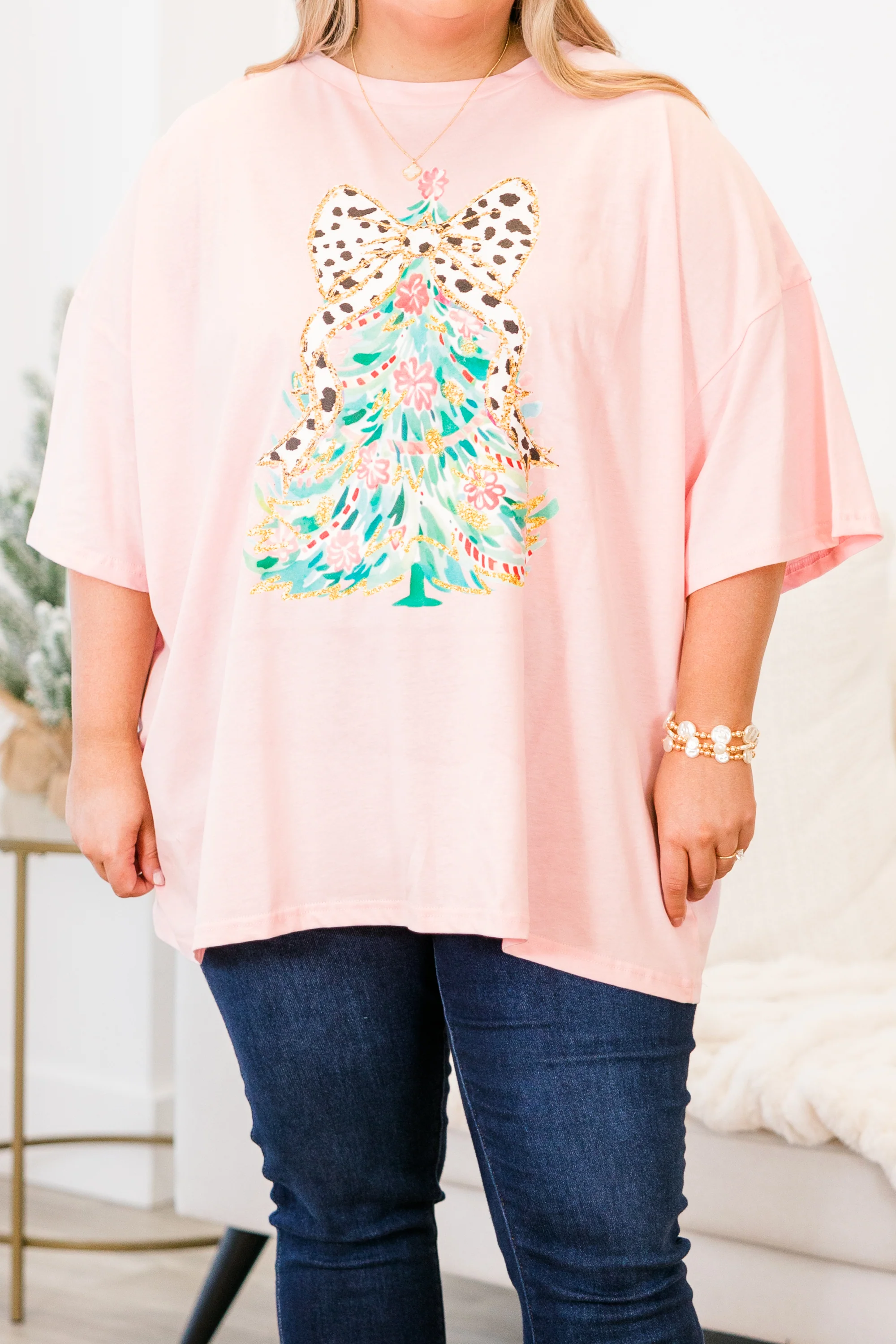 Merry Chic-mas Boyfriend Tee, Dusty Pink - Giverhouse