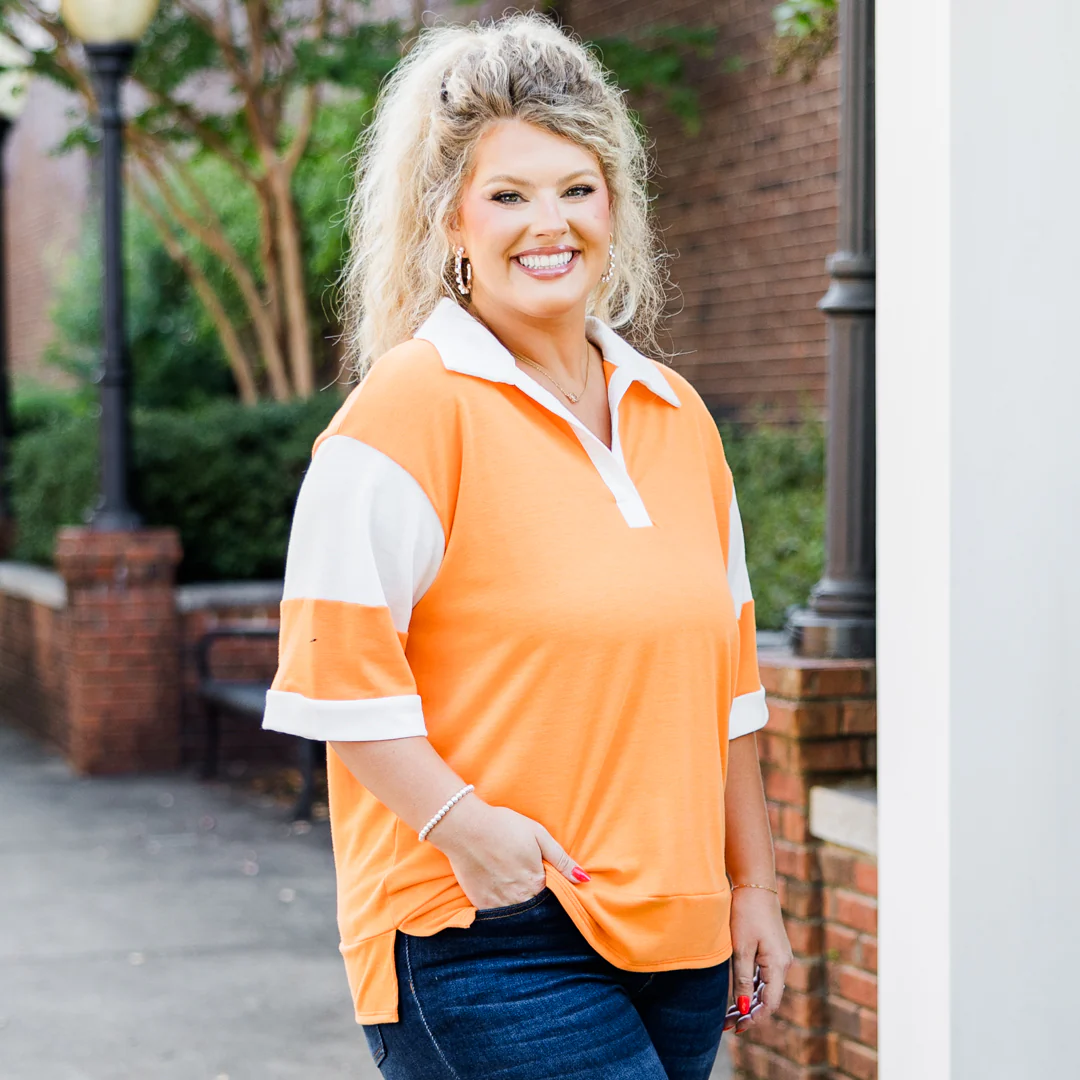 All In To Win Top, Orange - Giverhouse