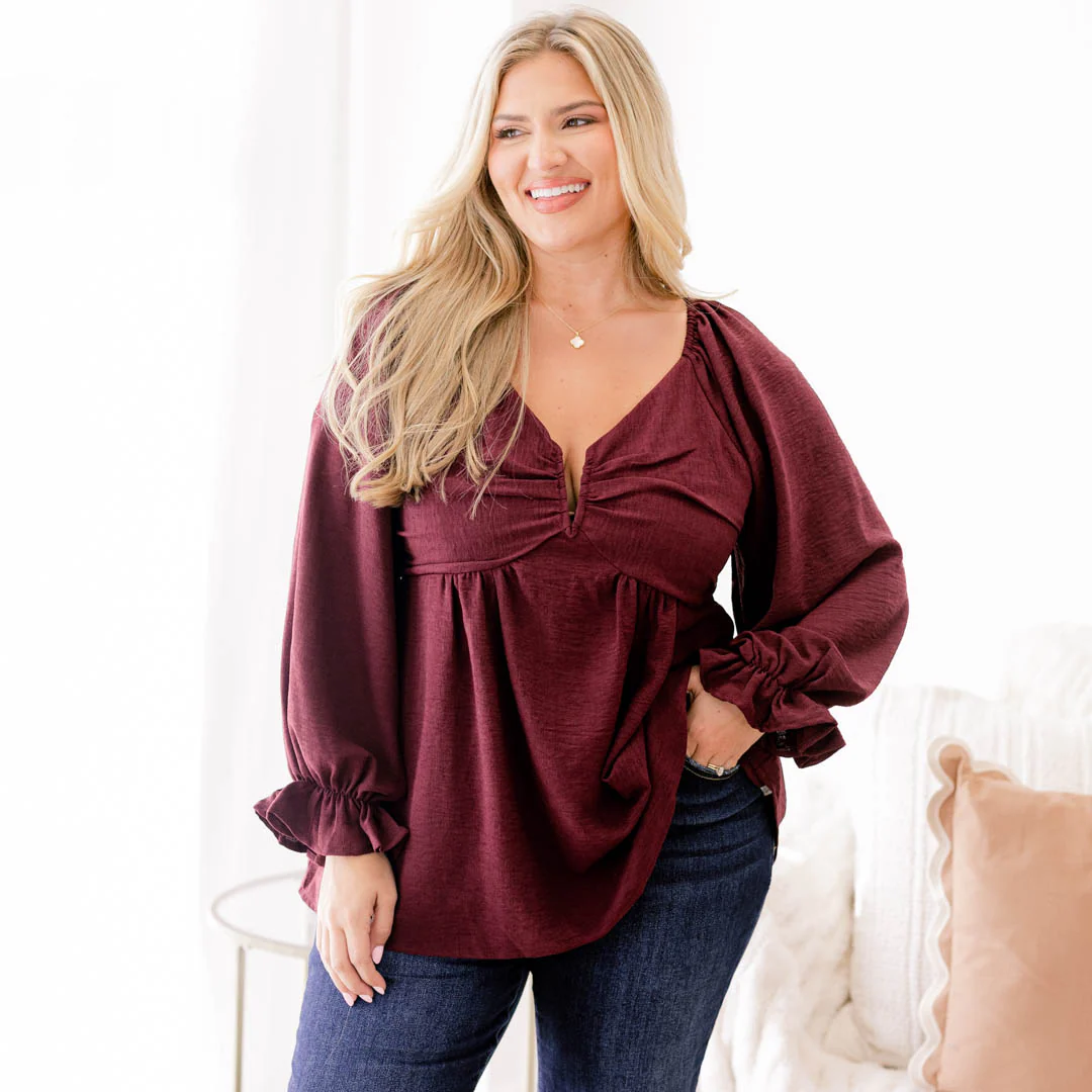 Peaceful Day Top, Maroon - Giverhouse