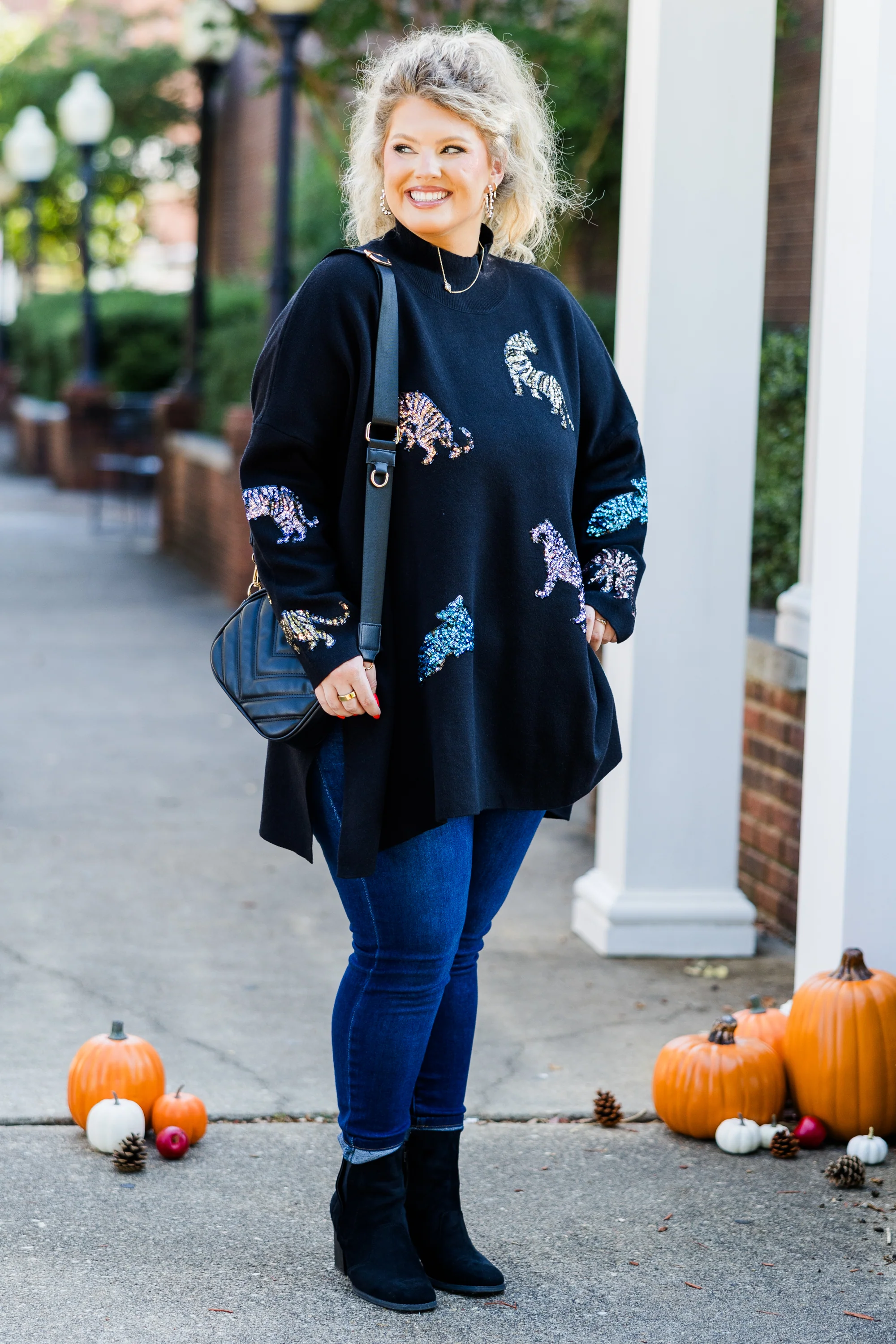 Mother Of The Jungle Sweater, Black Sequin - Giverhouse