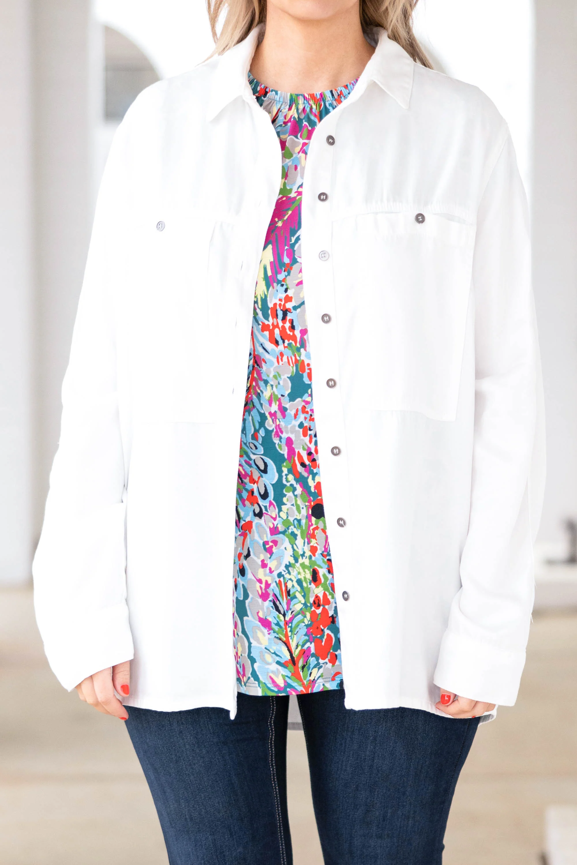 A Brand New Day Shacket, White - Giverhouse