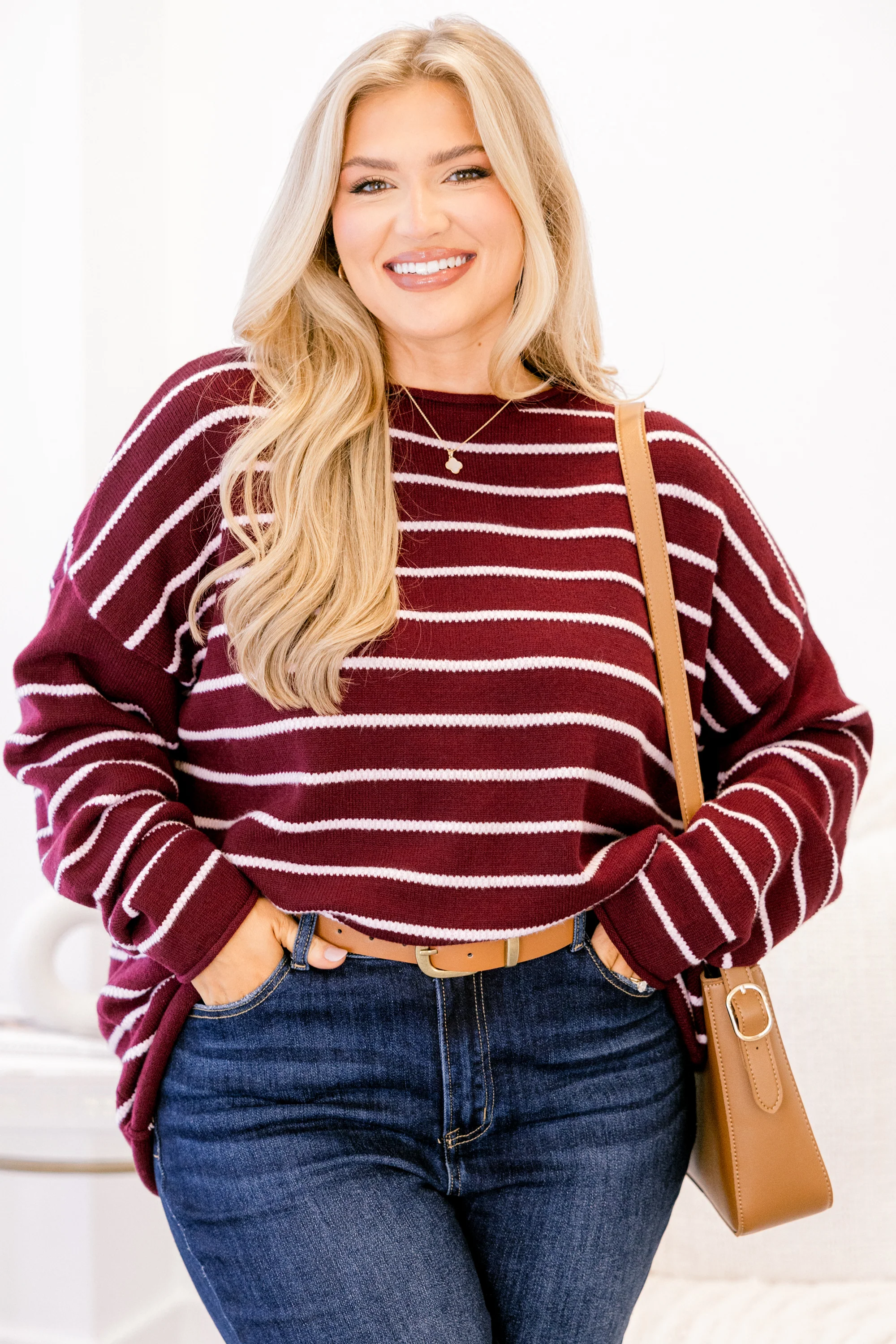 Slumber Party Time Sweater, Burgundy - Giverhouse