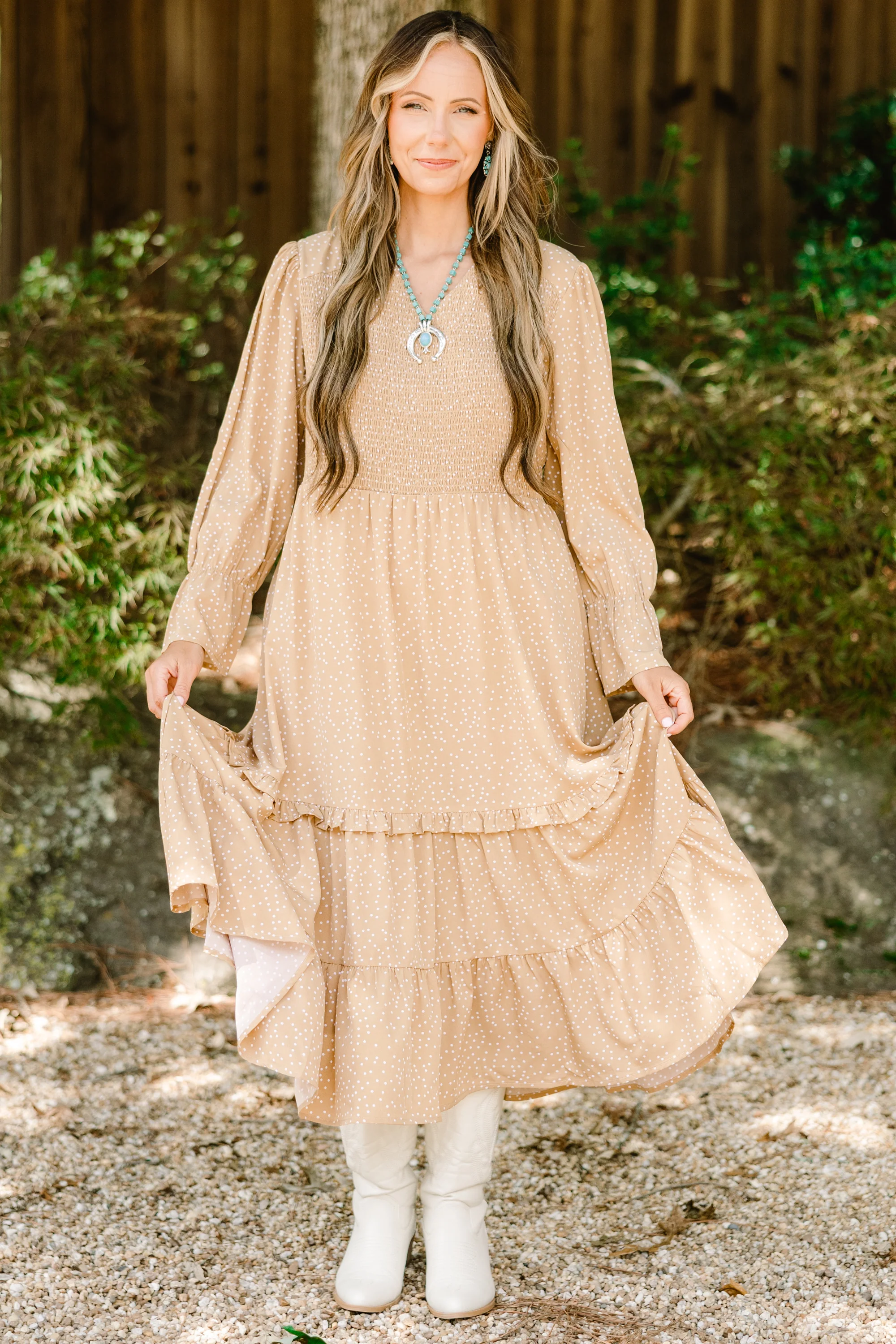 Montana Mornings Dress, Tan - Giverhouse