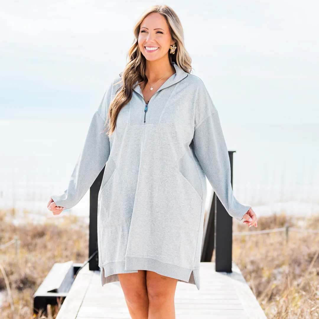 Slow It Down Dress, Heather Grey - Giverhouse