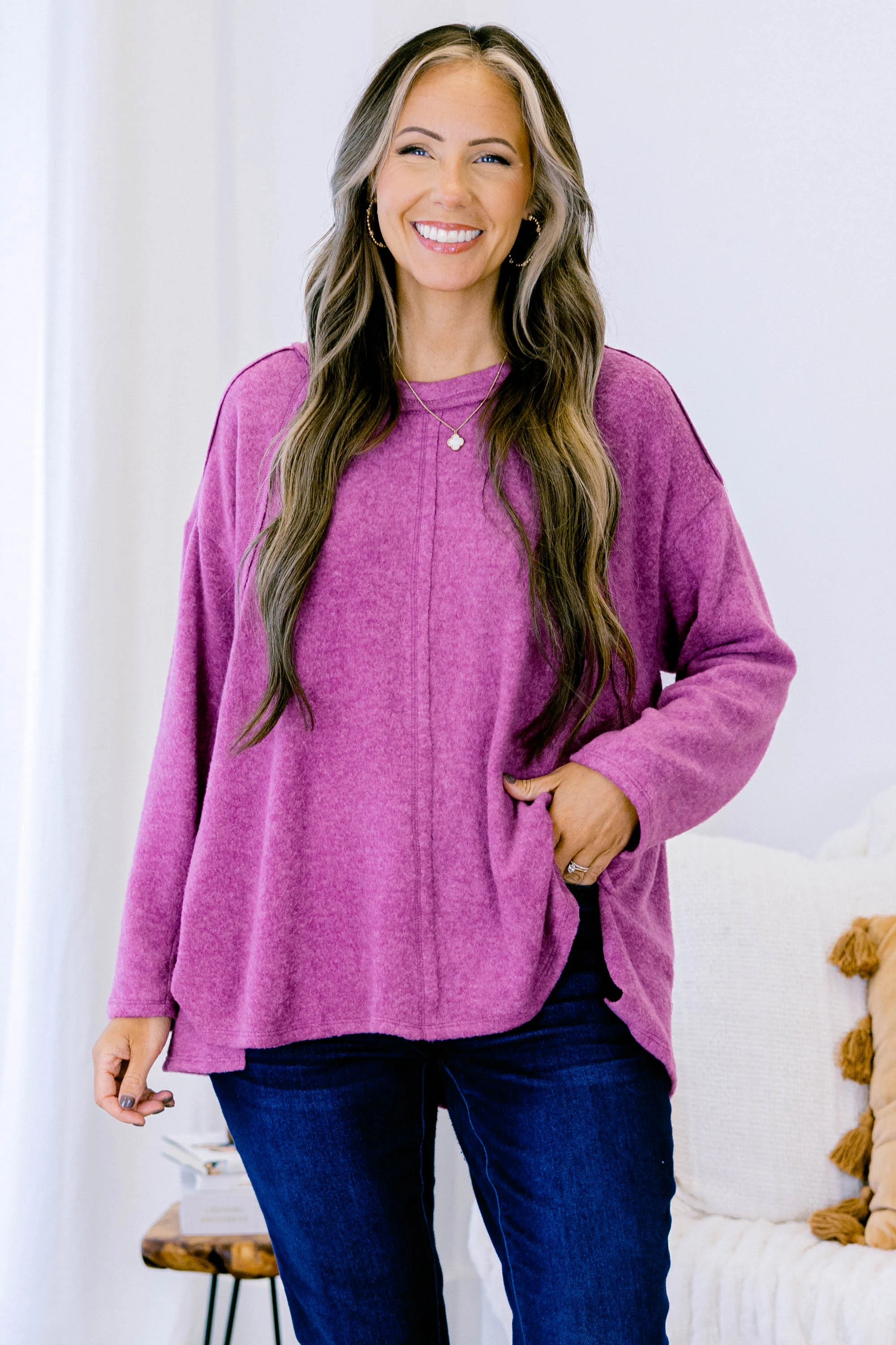 Perfect Weekend Top, Light Plum - Giverhouse