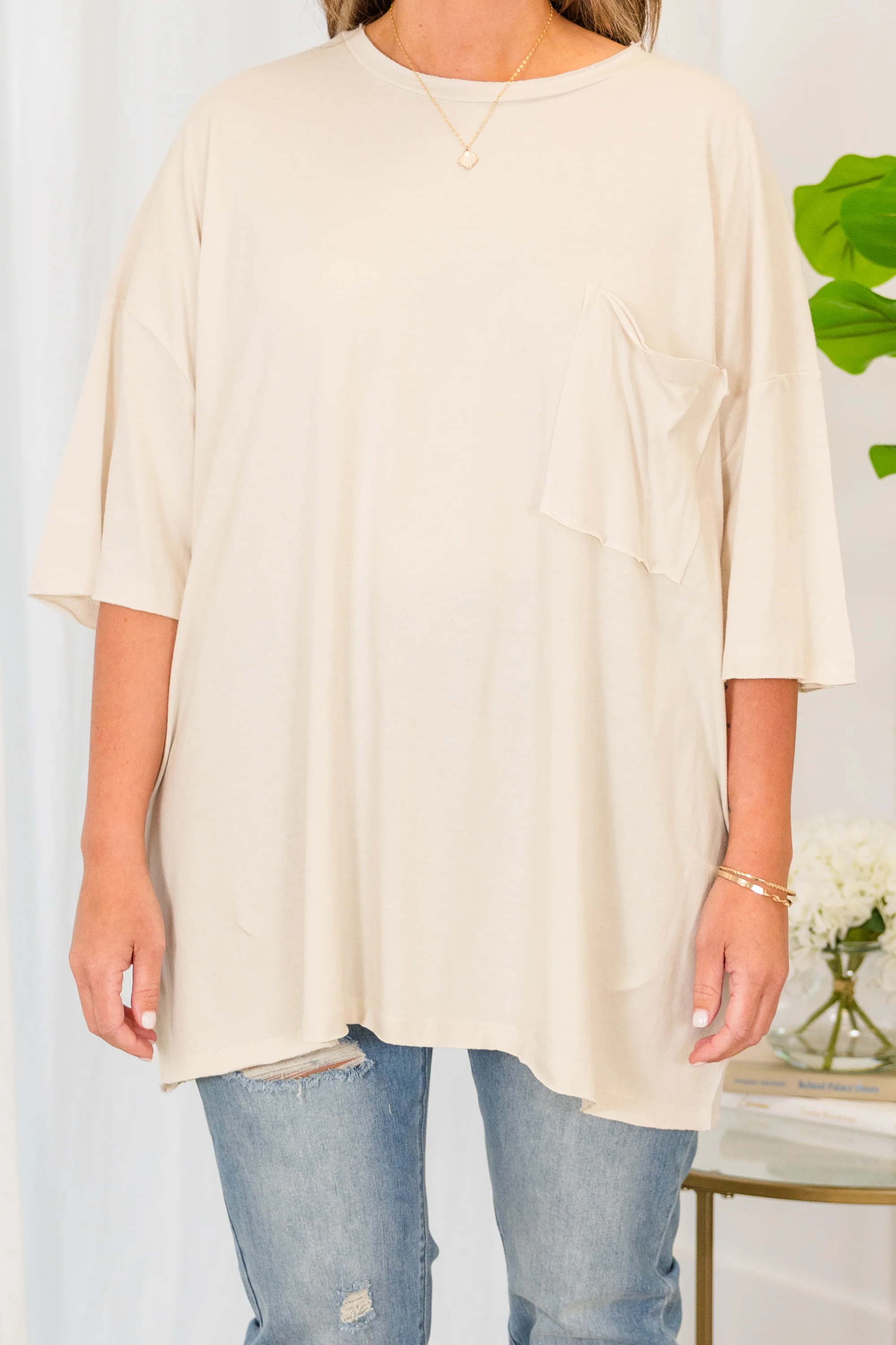 It Comes Naturally Top, Bone - Giverhouse