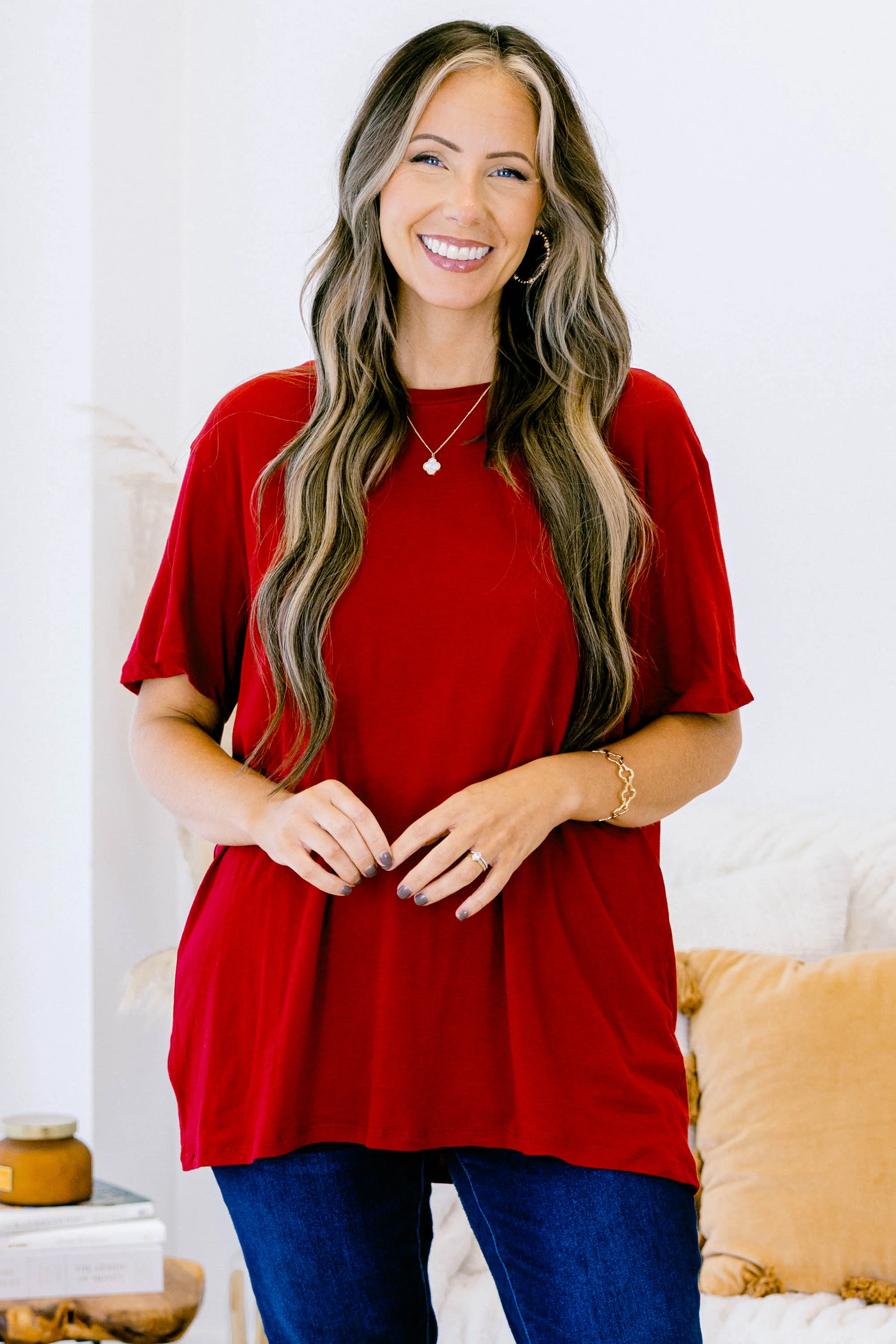 String Of Luck Tee, Burgundy - Giverhouse