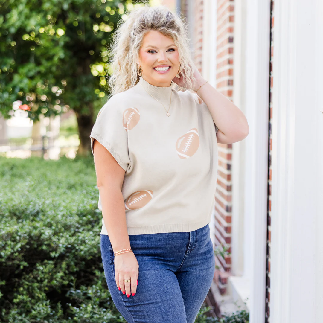 Football Mama Sweater, Oatmeal - Giverhouse