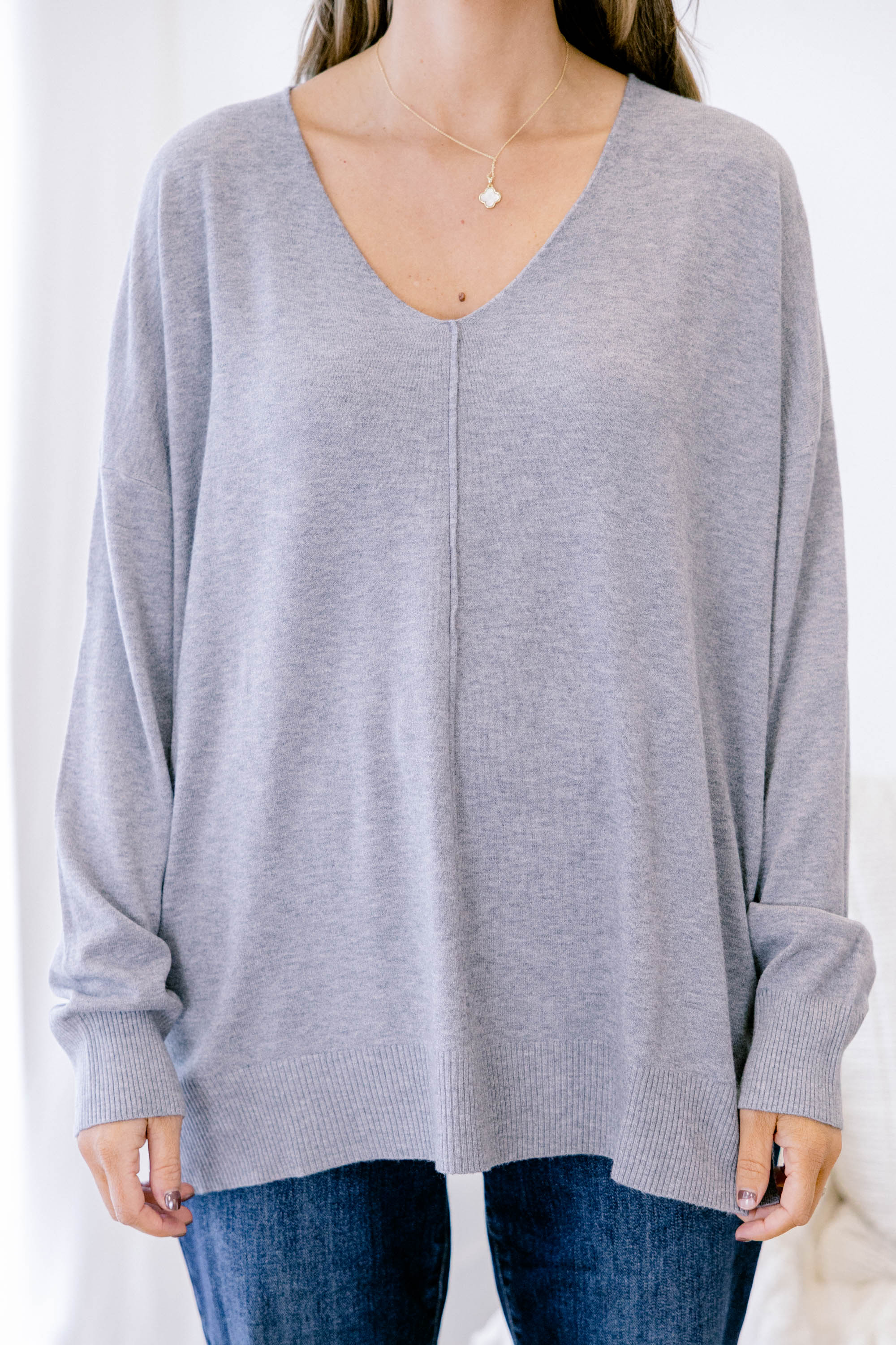Miss Me Sweater, Heather Grey - Giverhouse