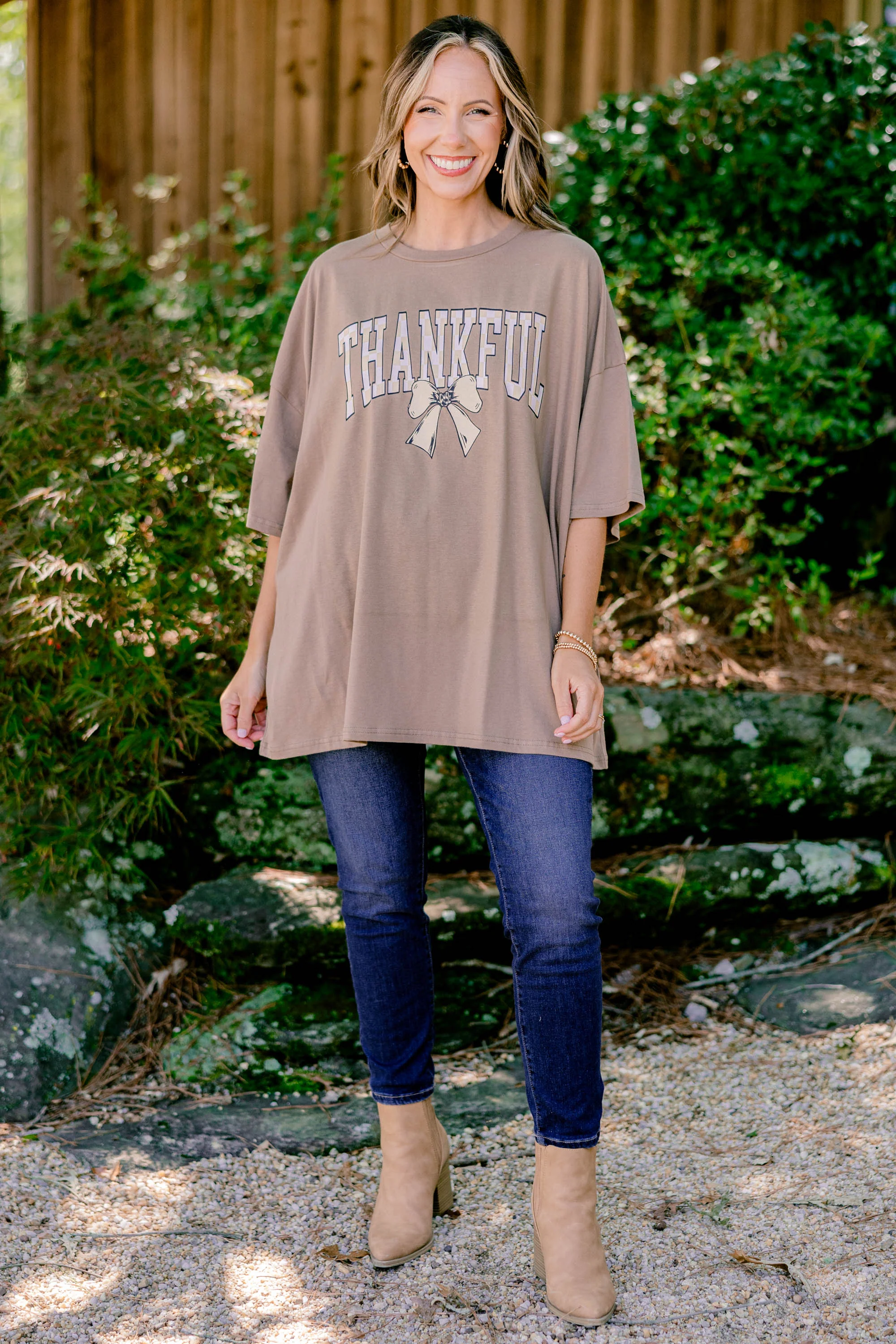 Thankful Time of Year Boyfriend Tee, Espresso - Giverhouse
