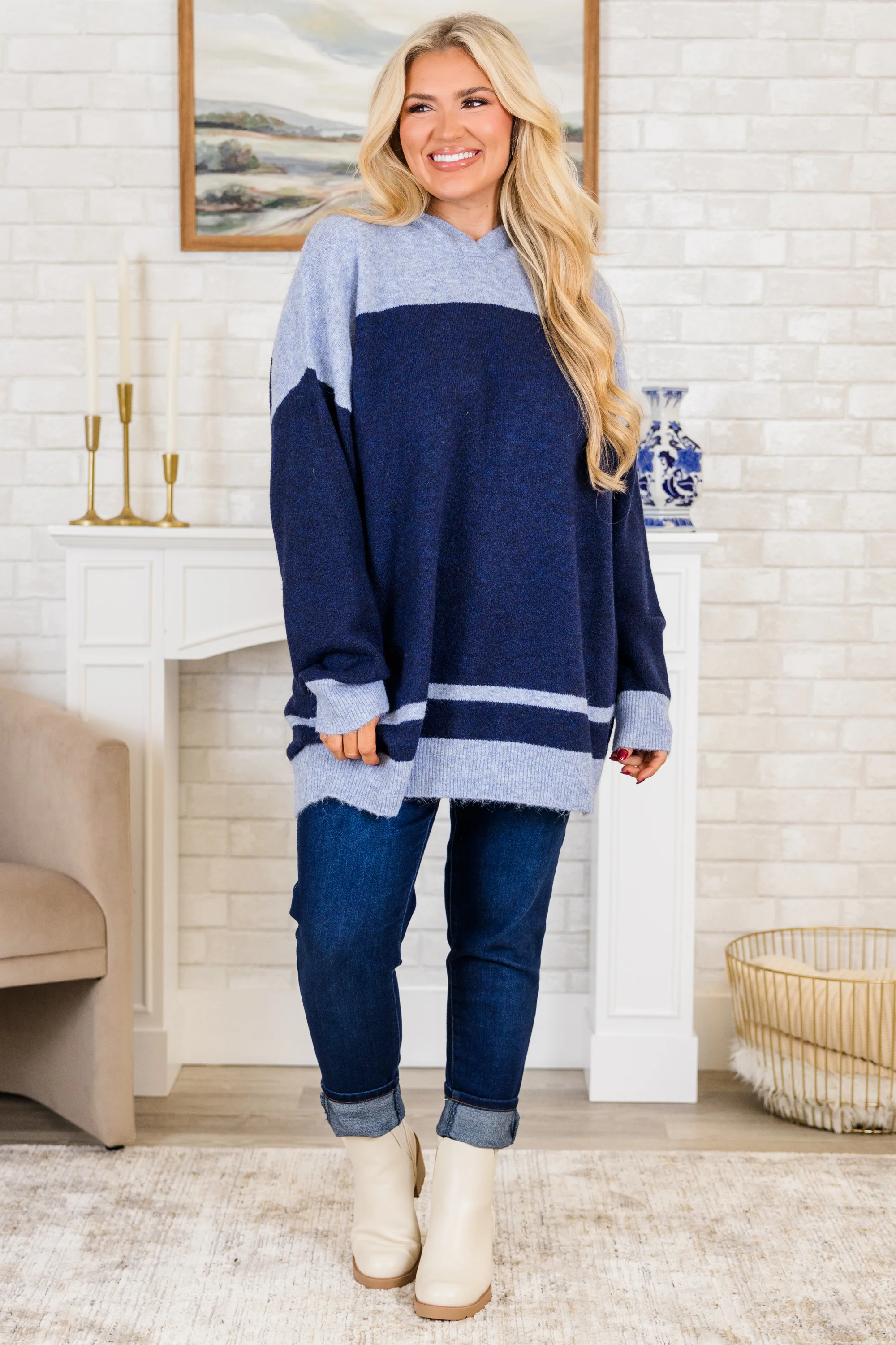 Let Me Talk Sweater, Navy - Giverhouse
