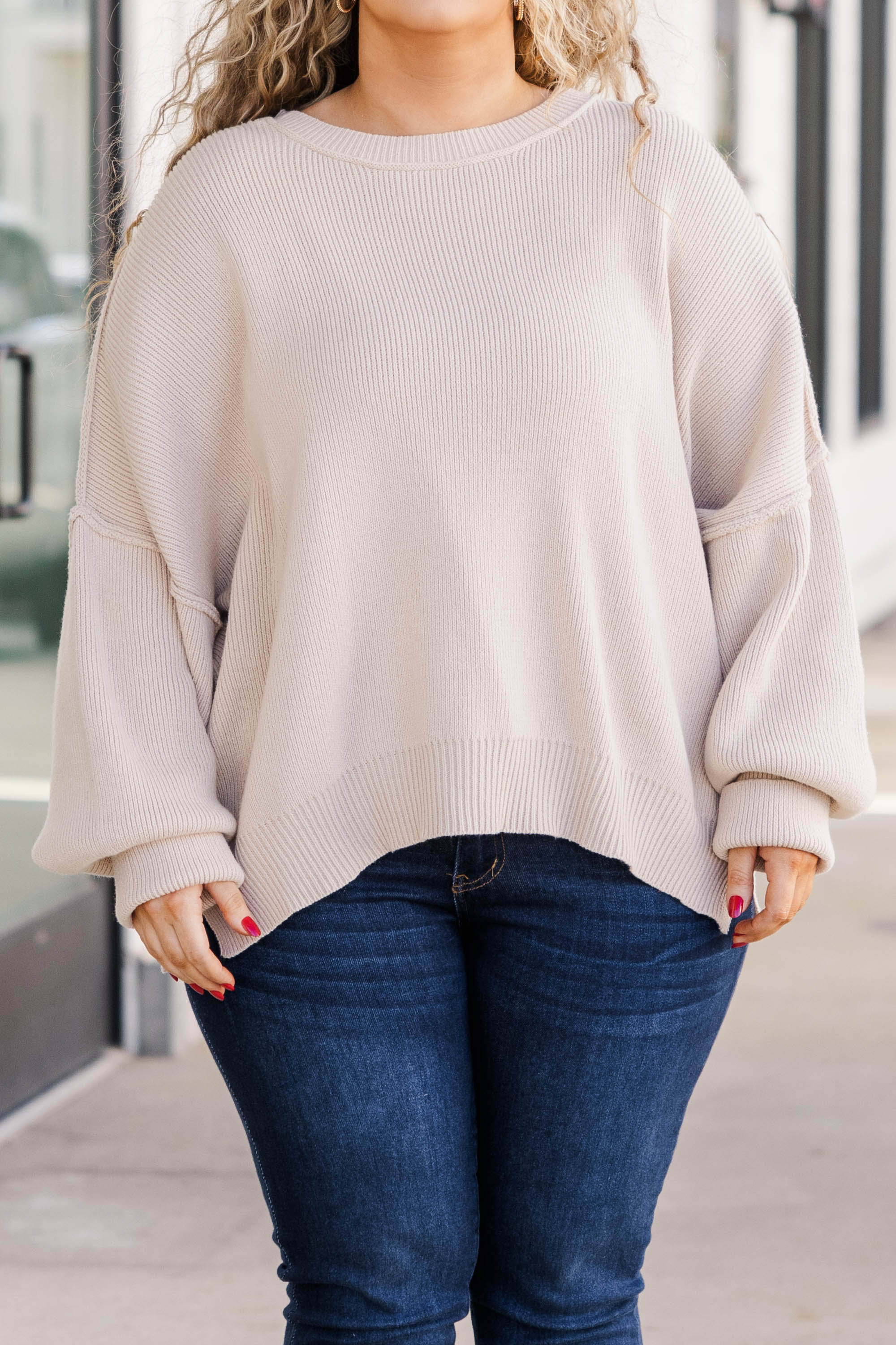 Magically Perfect Sweater, Taupe - Giverhouse