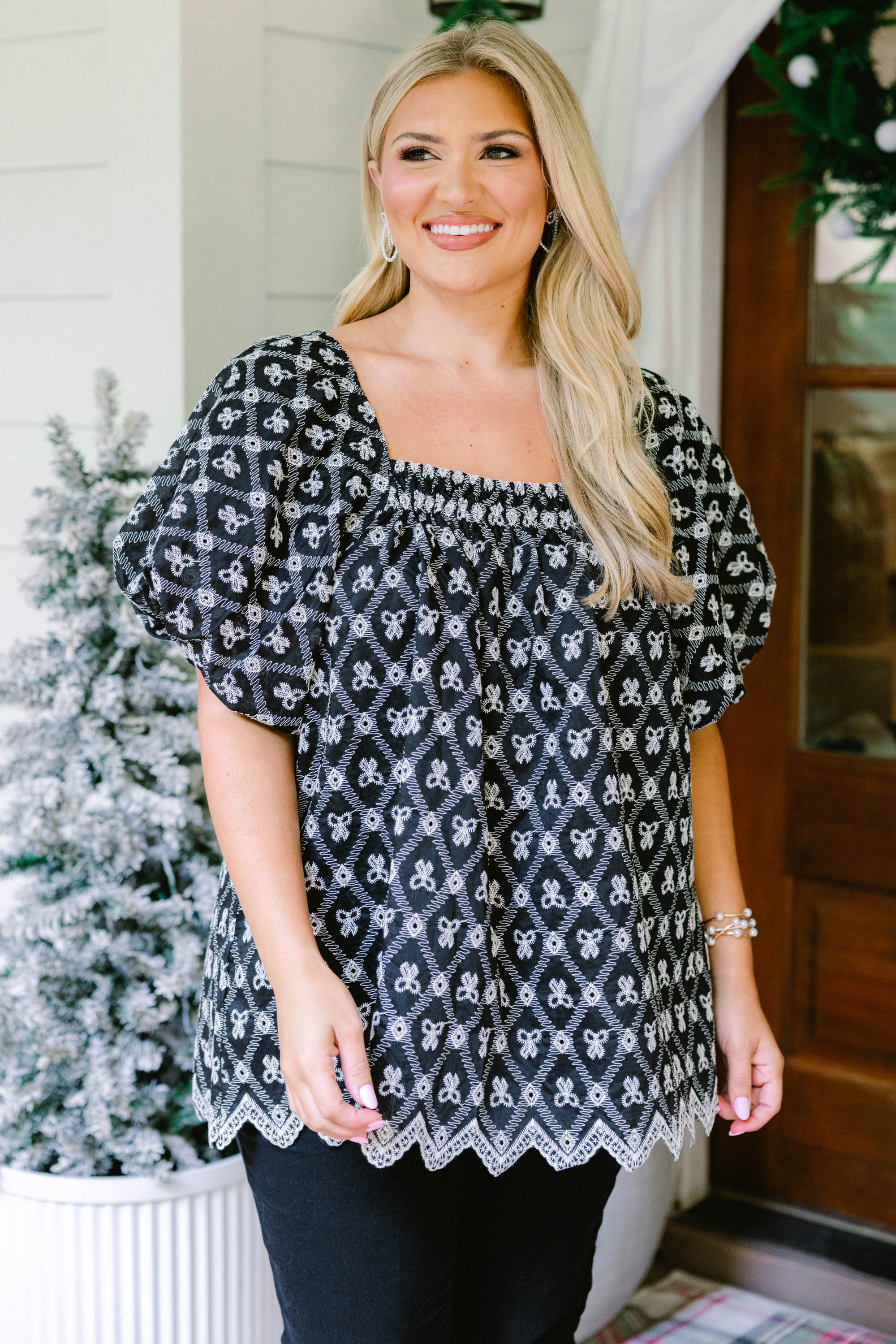 Cozy Love Top, Black Lace Bow - Giverhouse