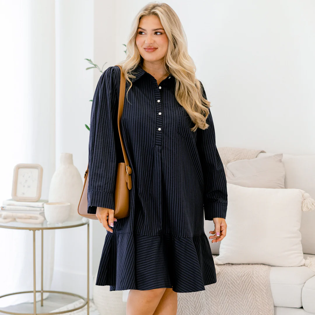Days Like Today Dress, Navy Stripe - Giverhouse