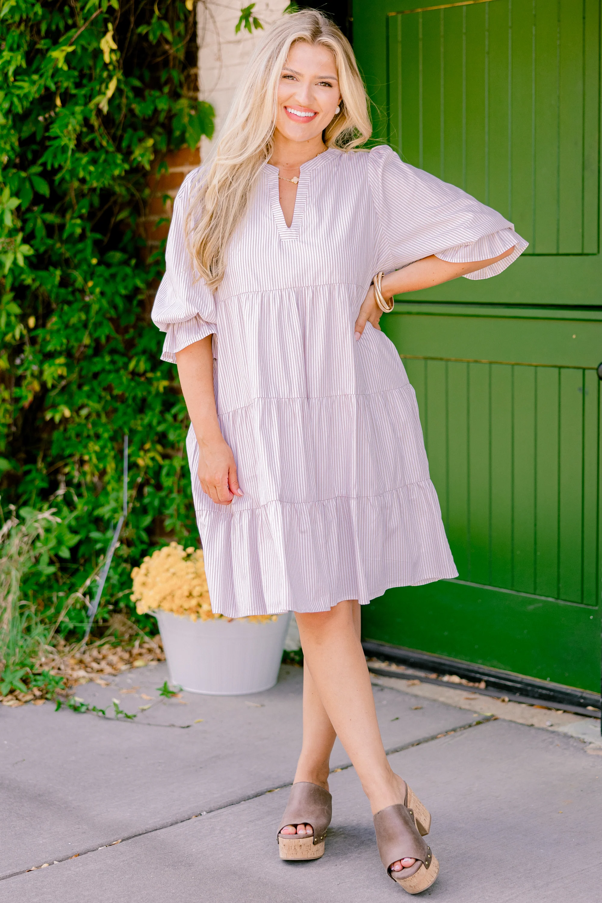 What You Know Dress, Brown Stripe - Giverhouse