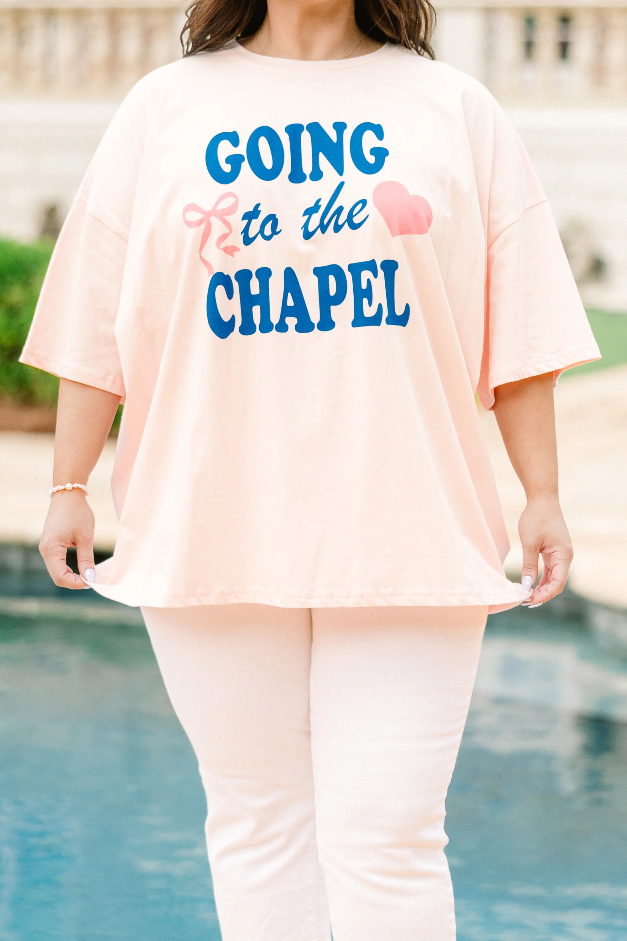 We're Going to the Chapel Boyfriend Tee, Cream Pink - Giverhouse