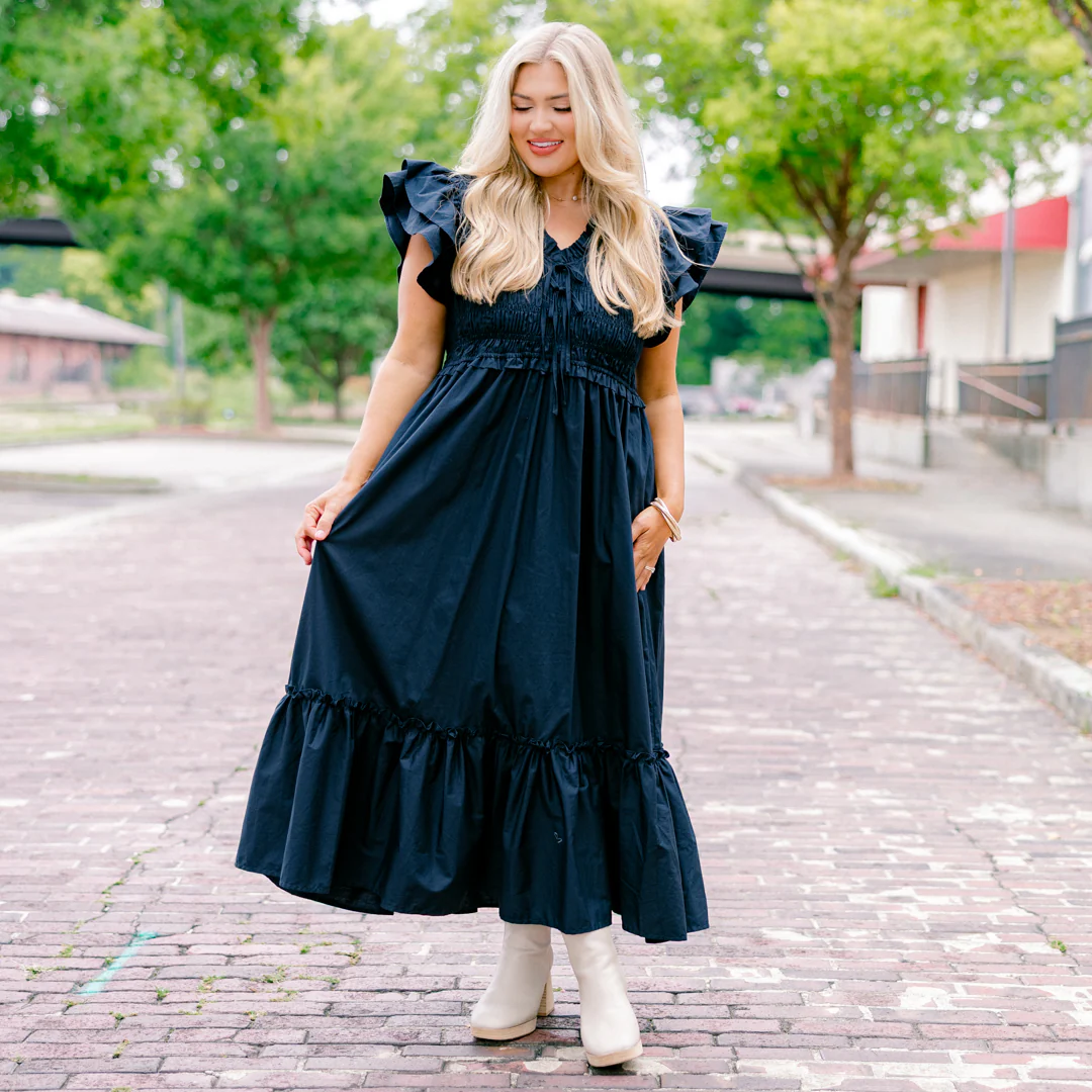 As Luck Would Have It Dress, Navy - Giverhouse