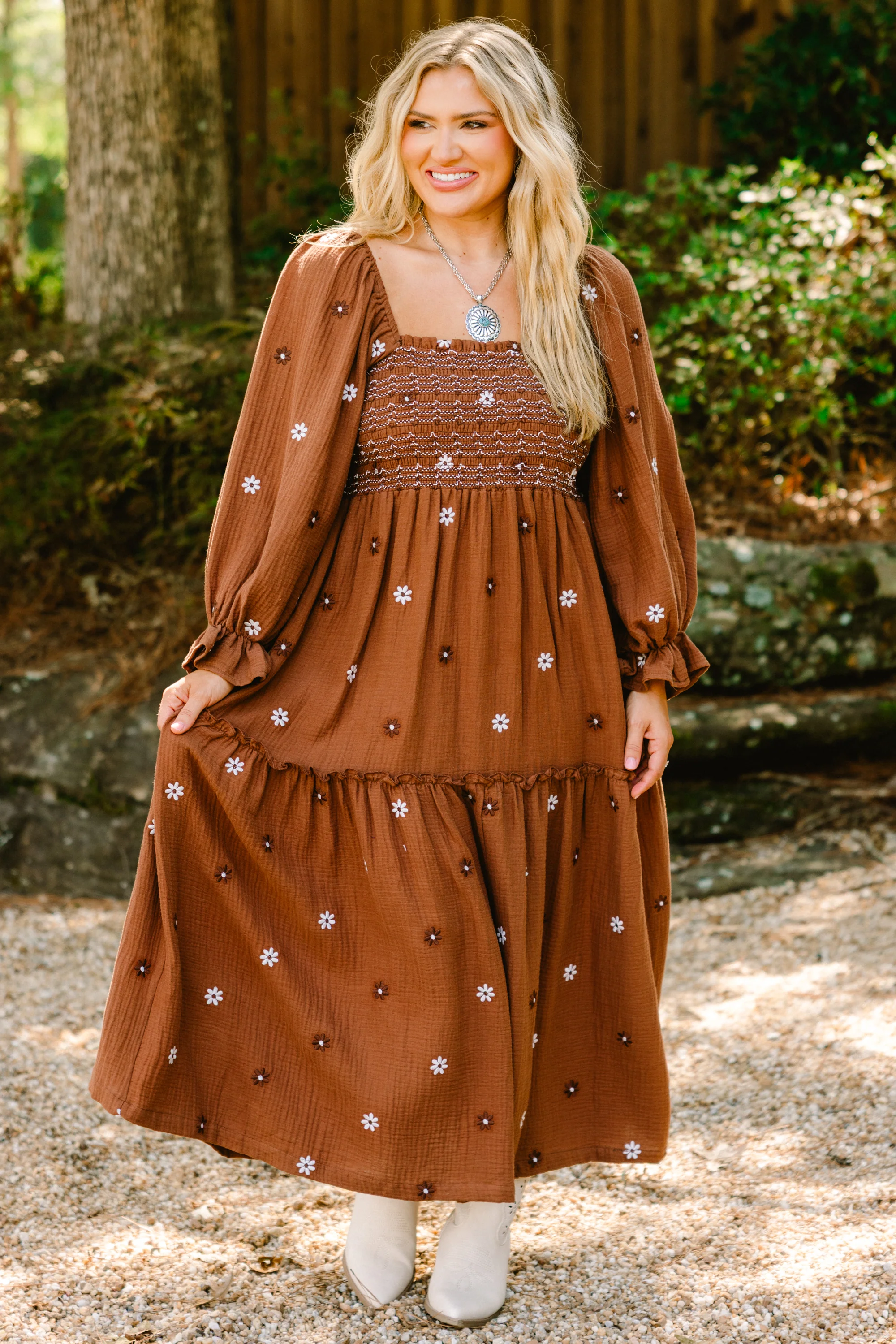 Wildflower Wonder Dress, Dark Brown - Giverhouse
