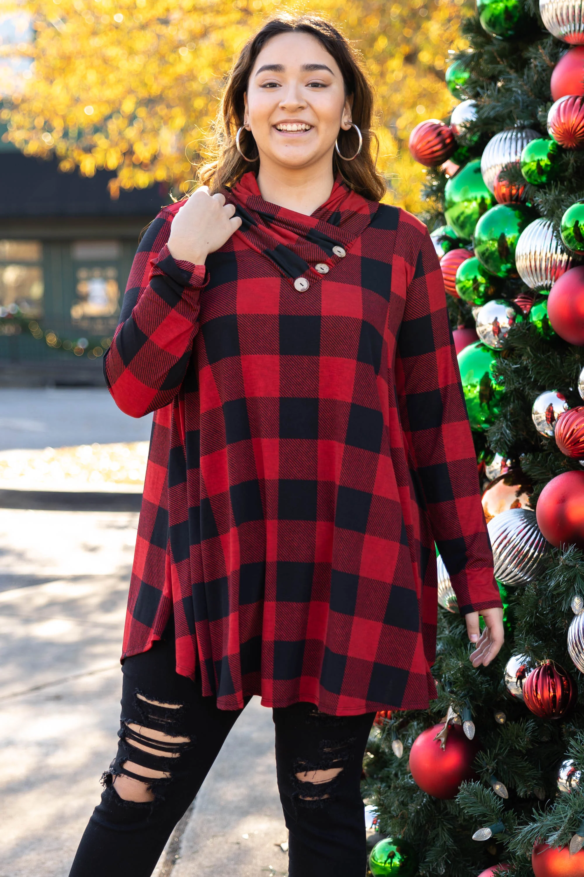 Montana Mountains Tunic, Black-Red - Giverhouse