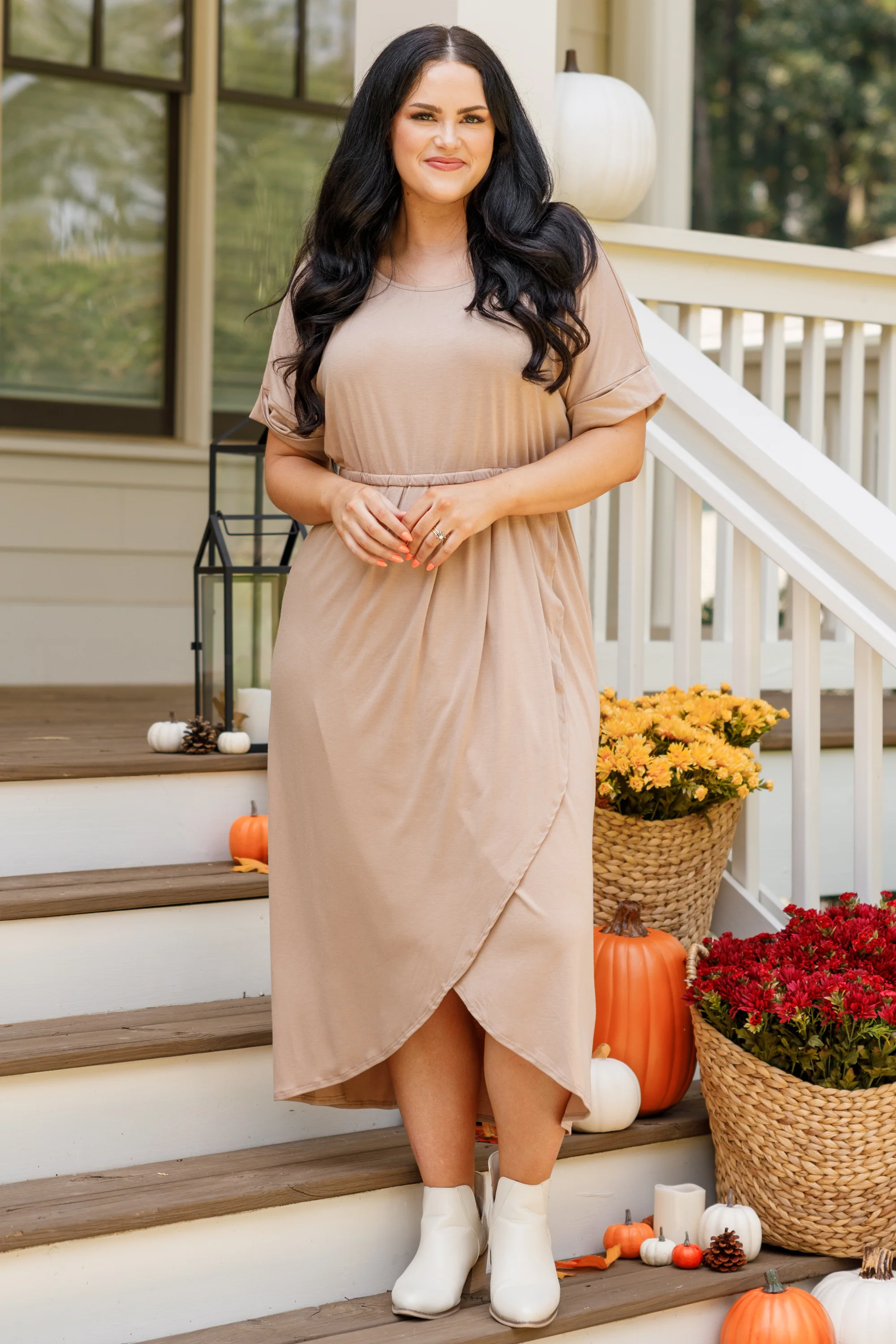 I'm Speechless Dress, Taupe - Giverhouse