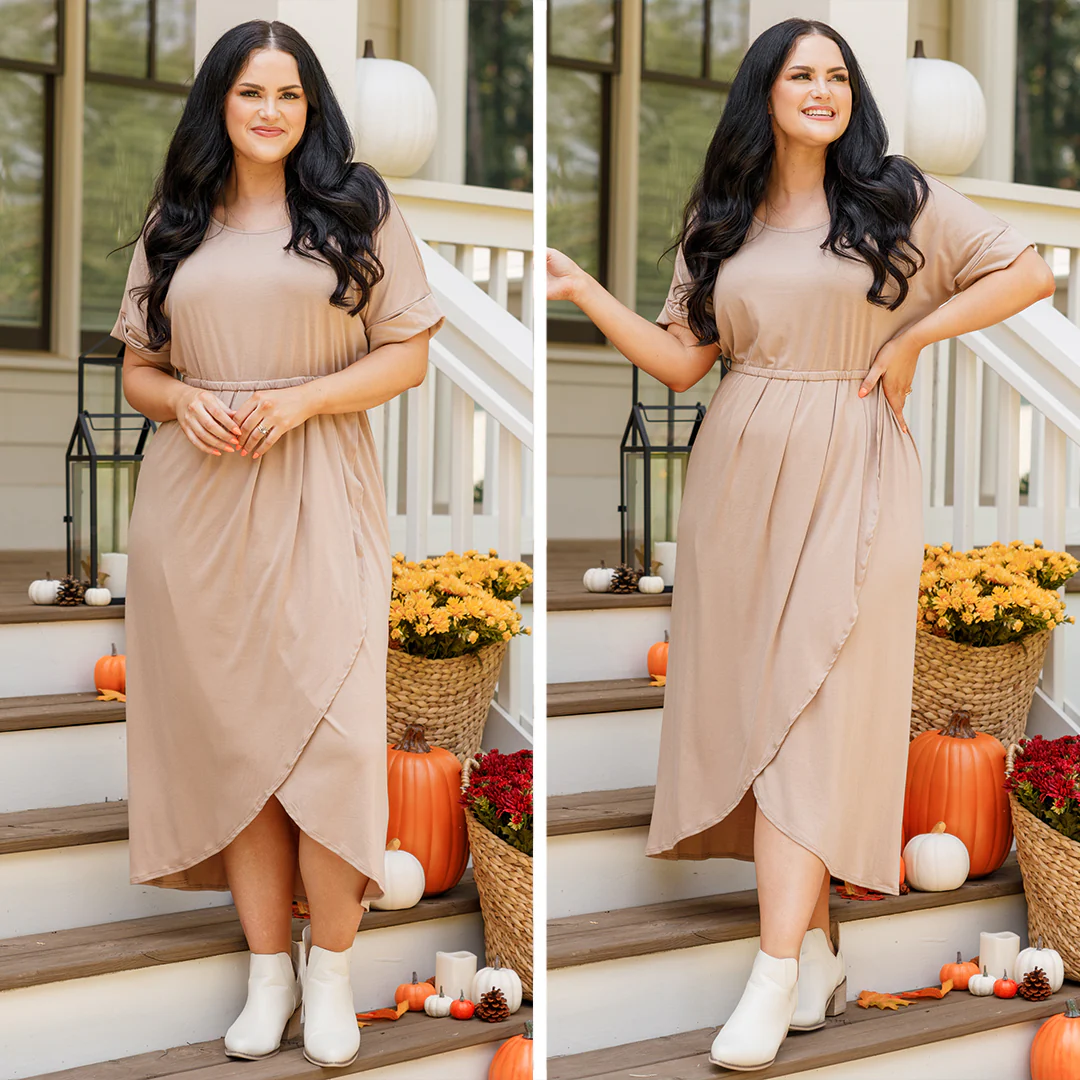 I'm Speechless Dress, Taupe - Giverhouse
