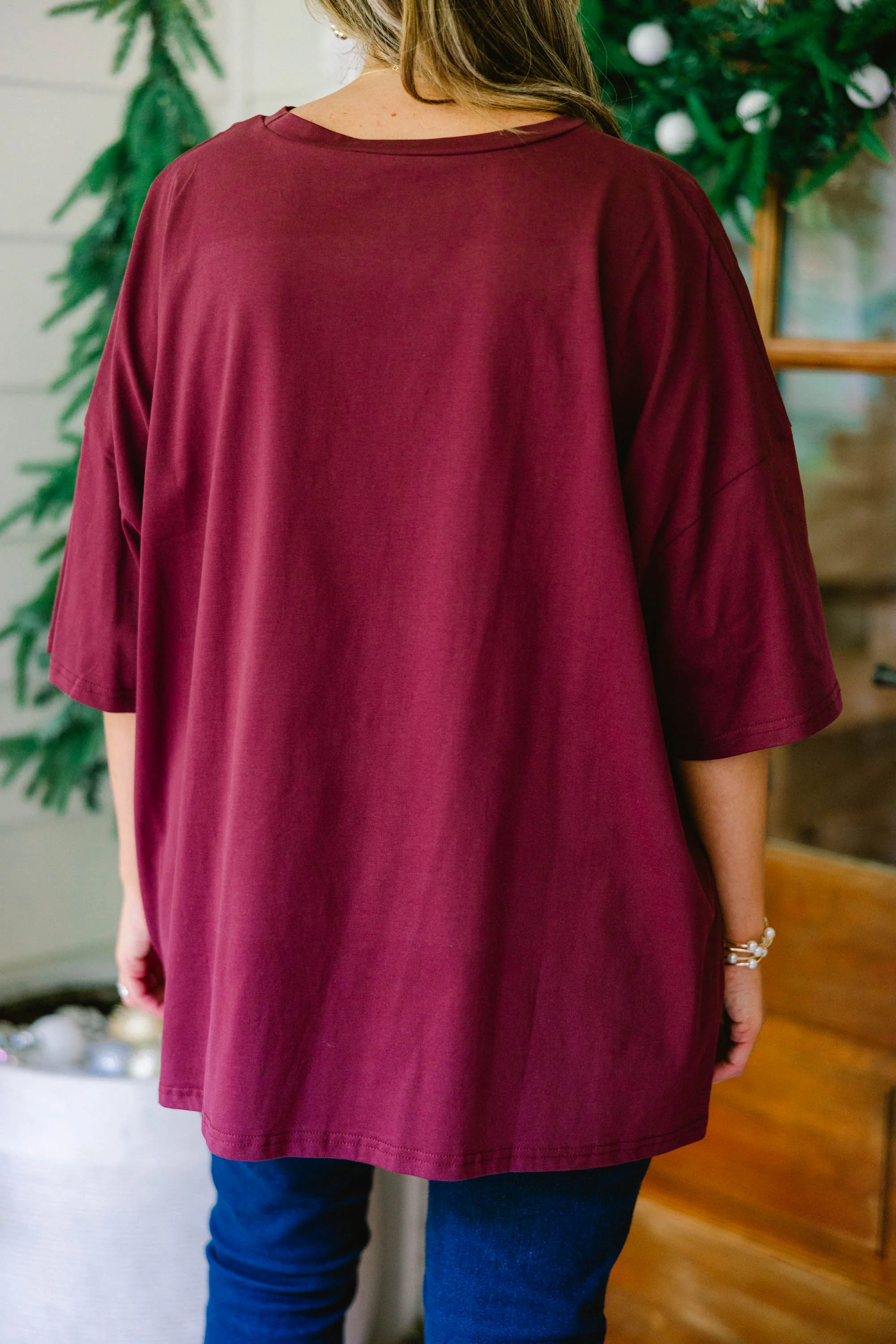 Full of Spirits Boyfriend Tee, Maroon - Giverhouse