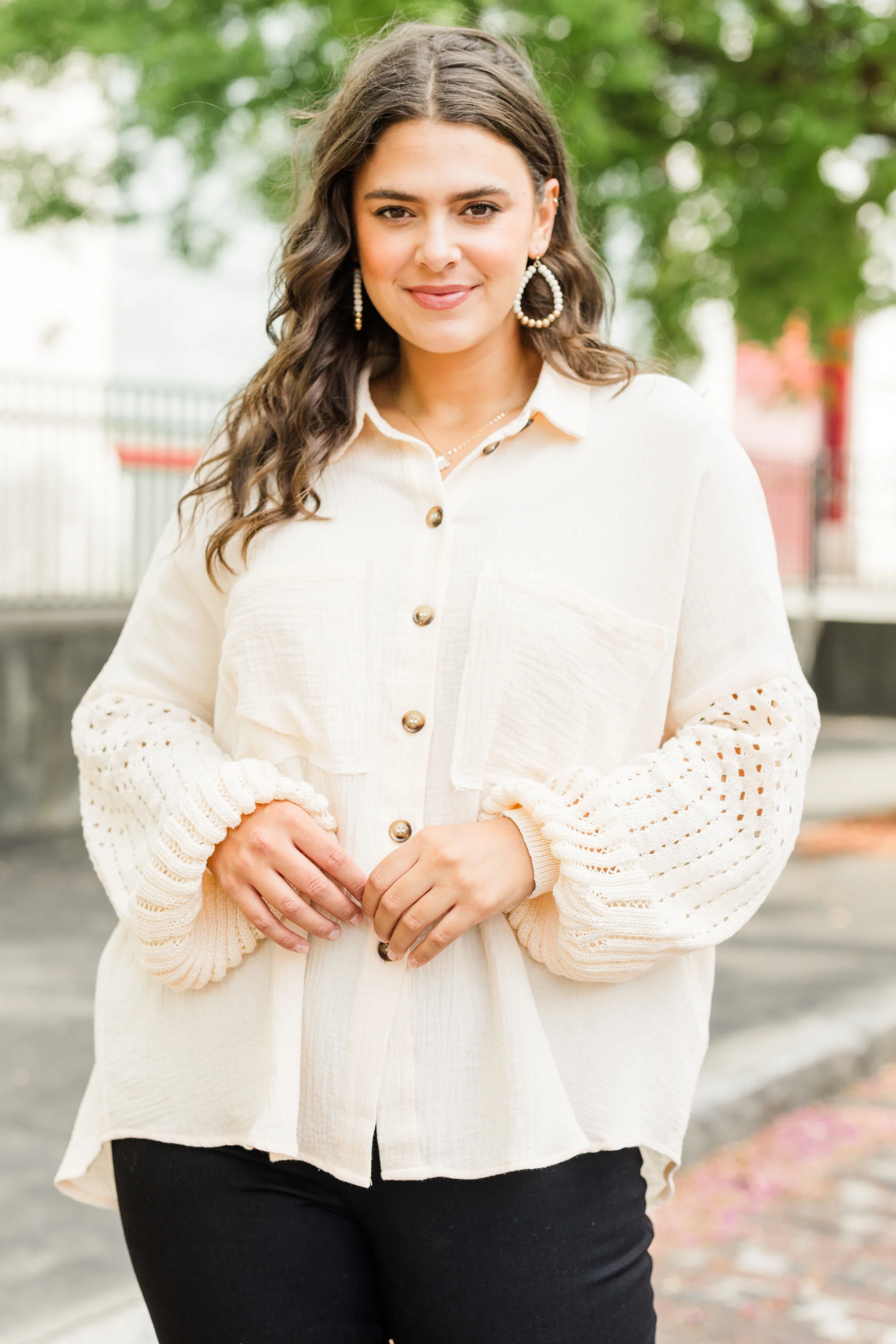 Whispering Petals Top, Cream - Giverhouse