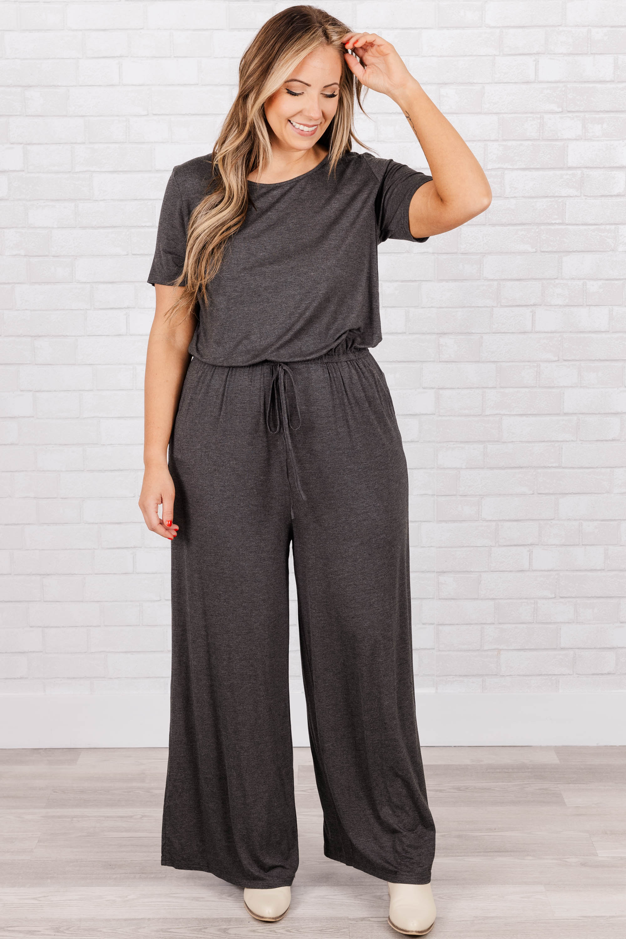 Louder Than Words Jumpsuit, Charcoal - Giverhouse